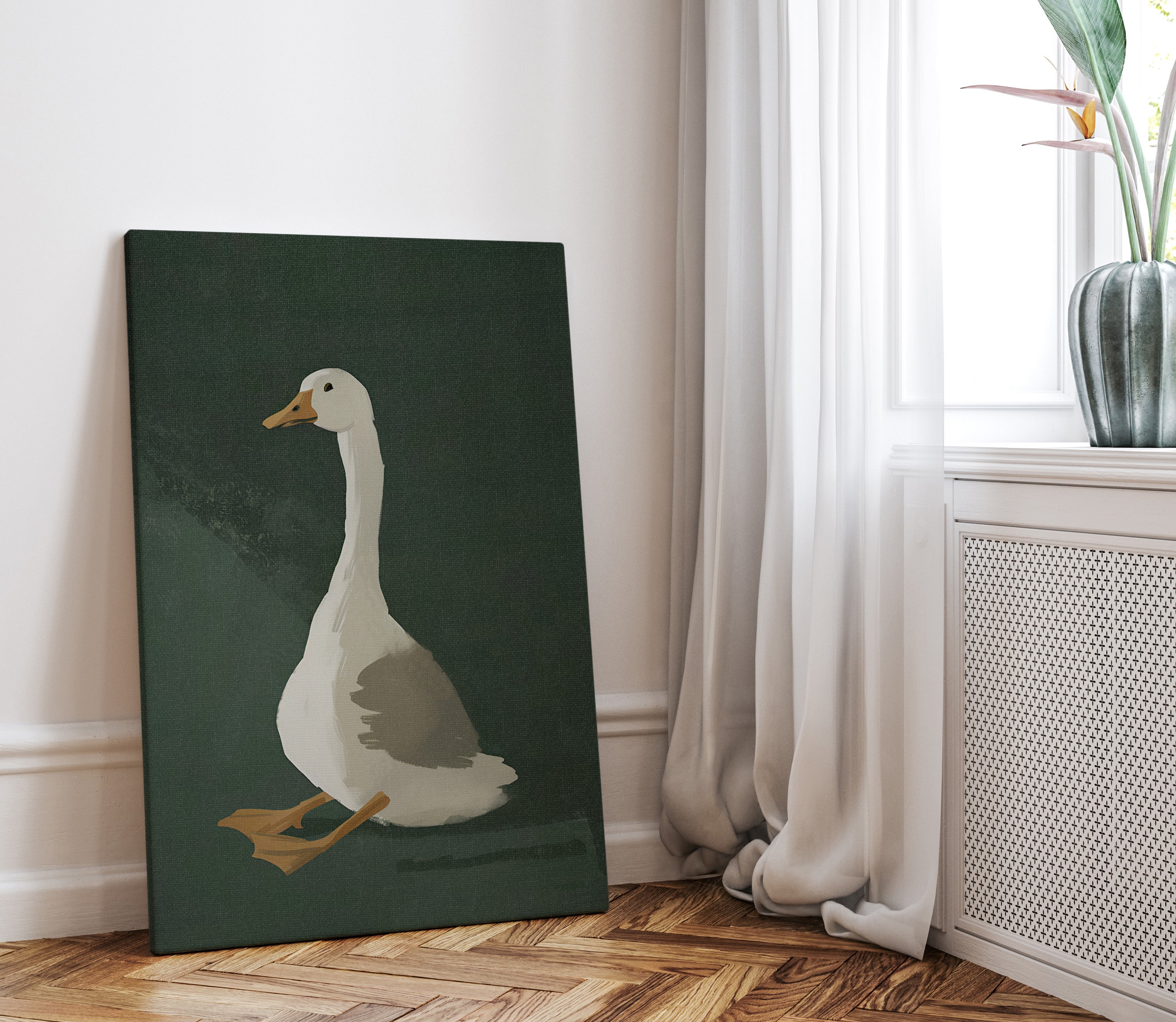 .75" Matte Canvas - Sitting Goose in Spotlight