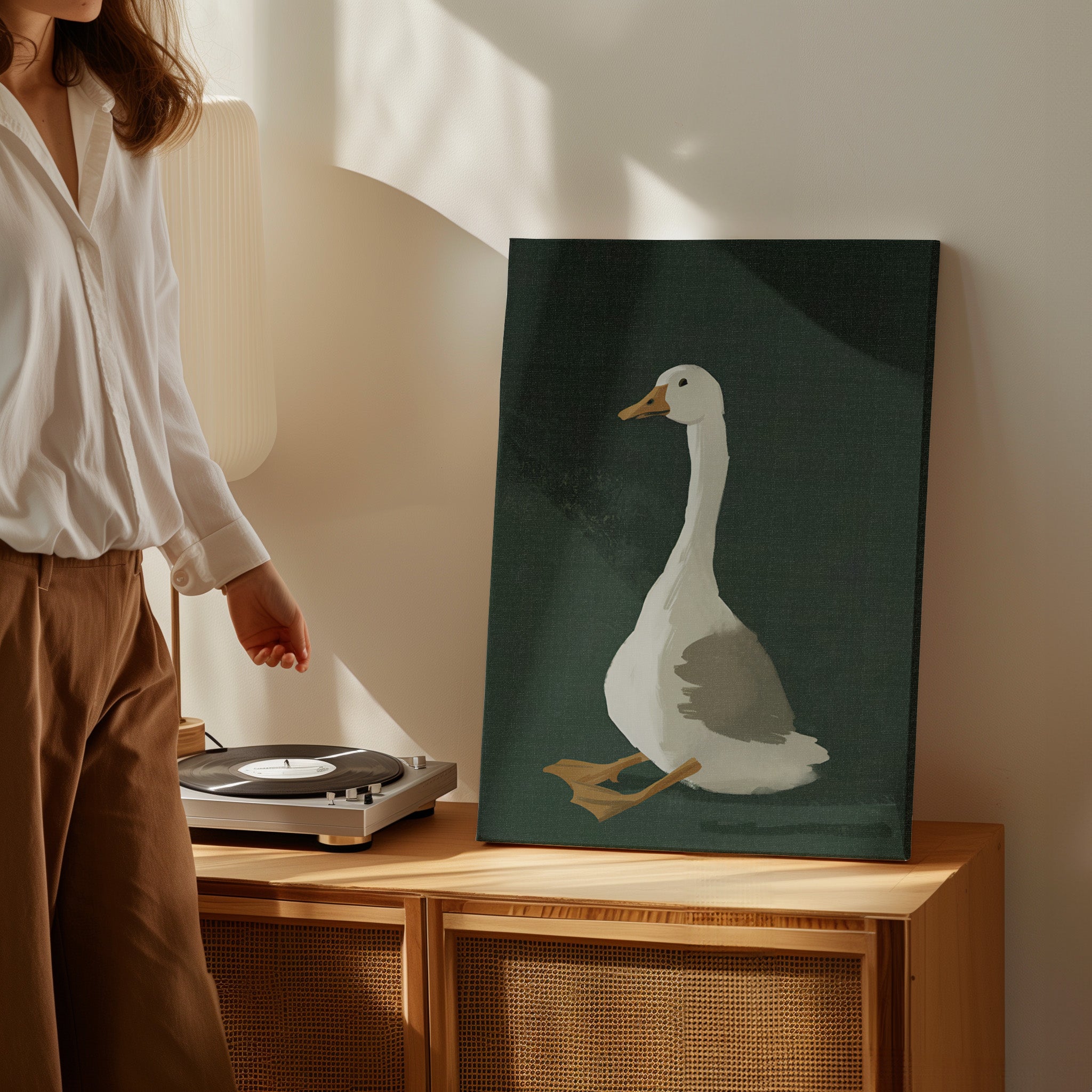 .75" Matte Canvas - Sitting Goose in Spotlight