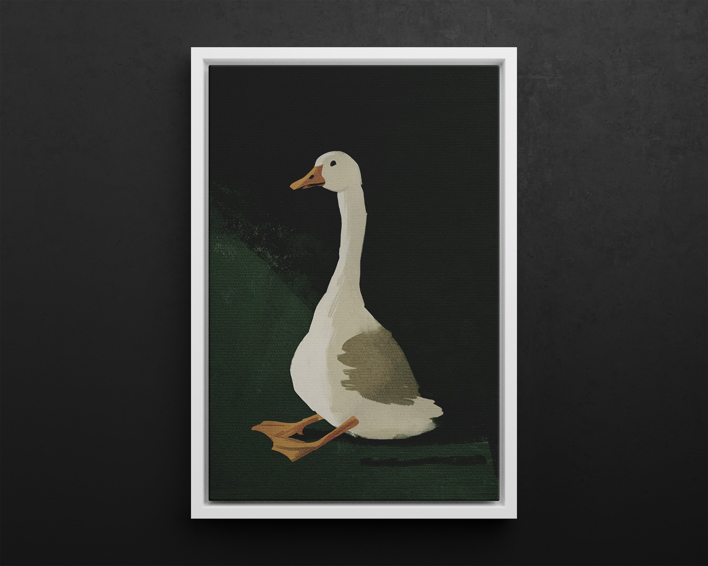 Framed Canvas - Sitting Goose in Spotlight