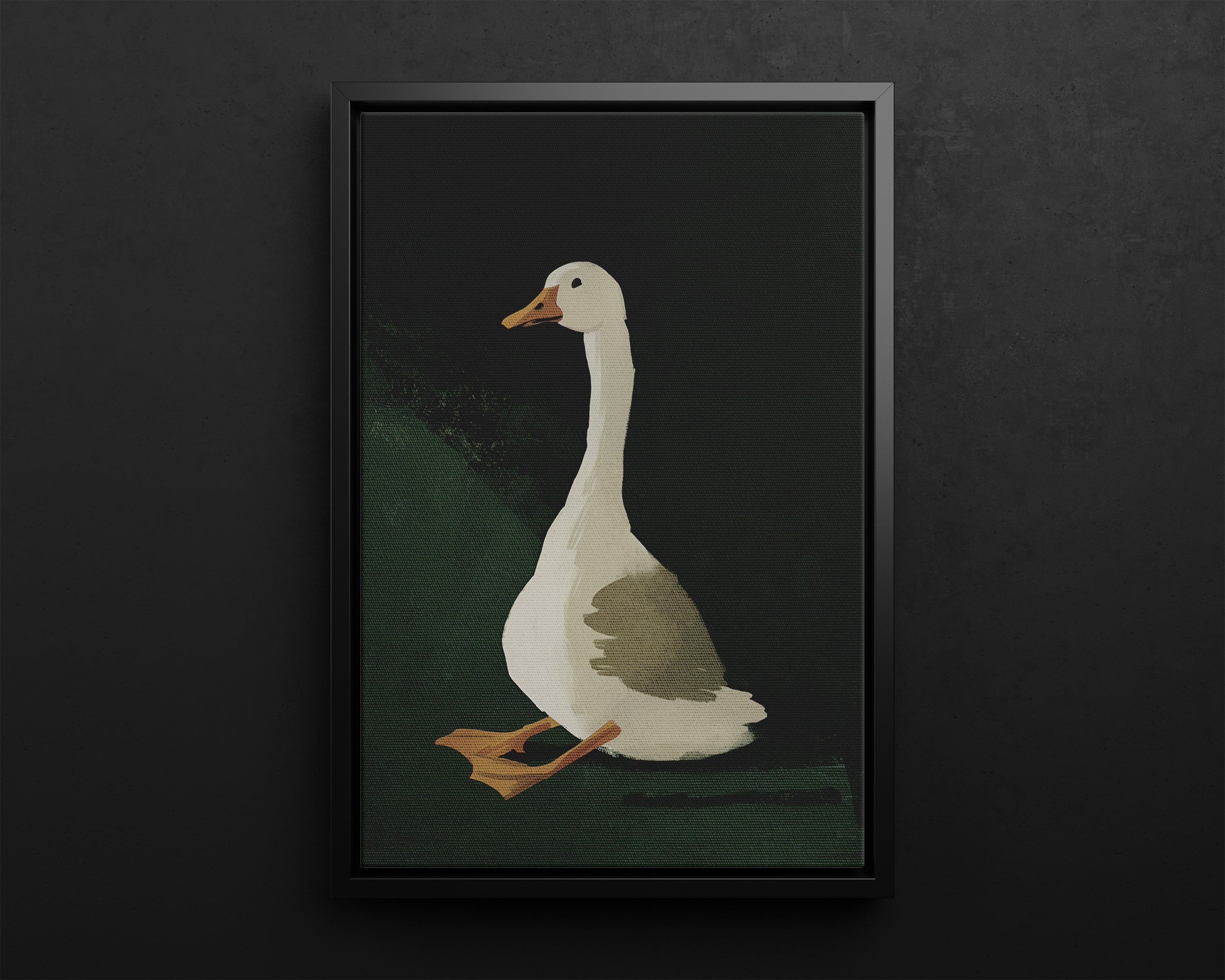 Framed Canvas - Sitting Goose in Spotlight