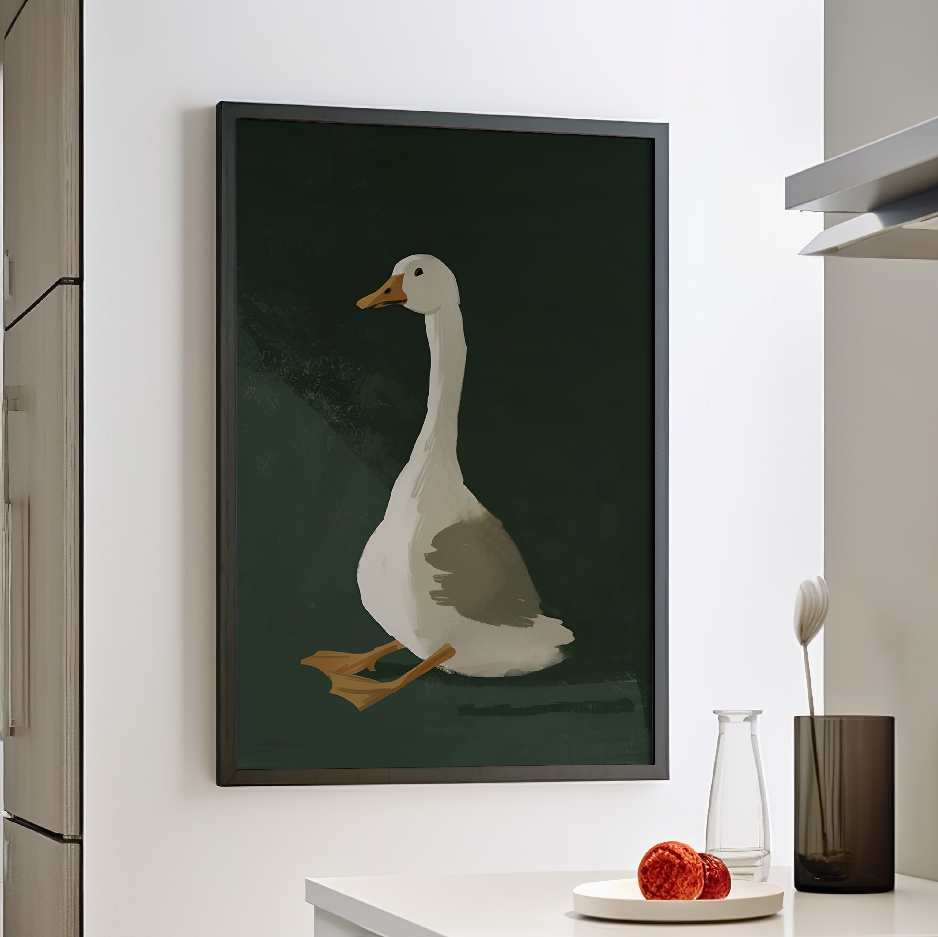Framed Paper Print - Sitting Goose in Spotlight