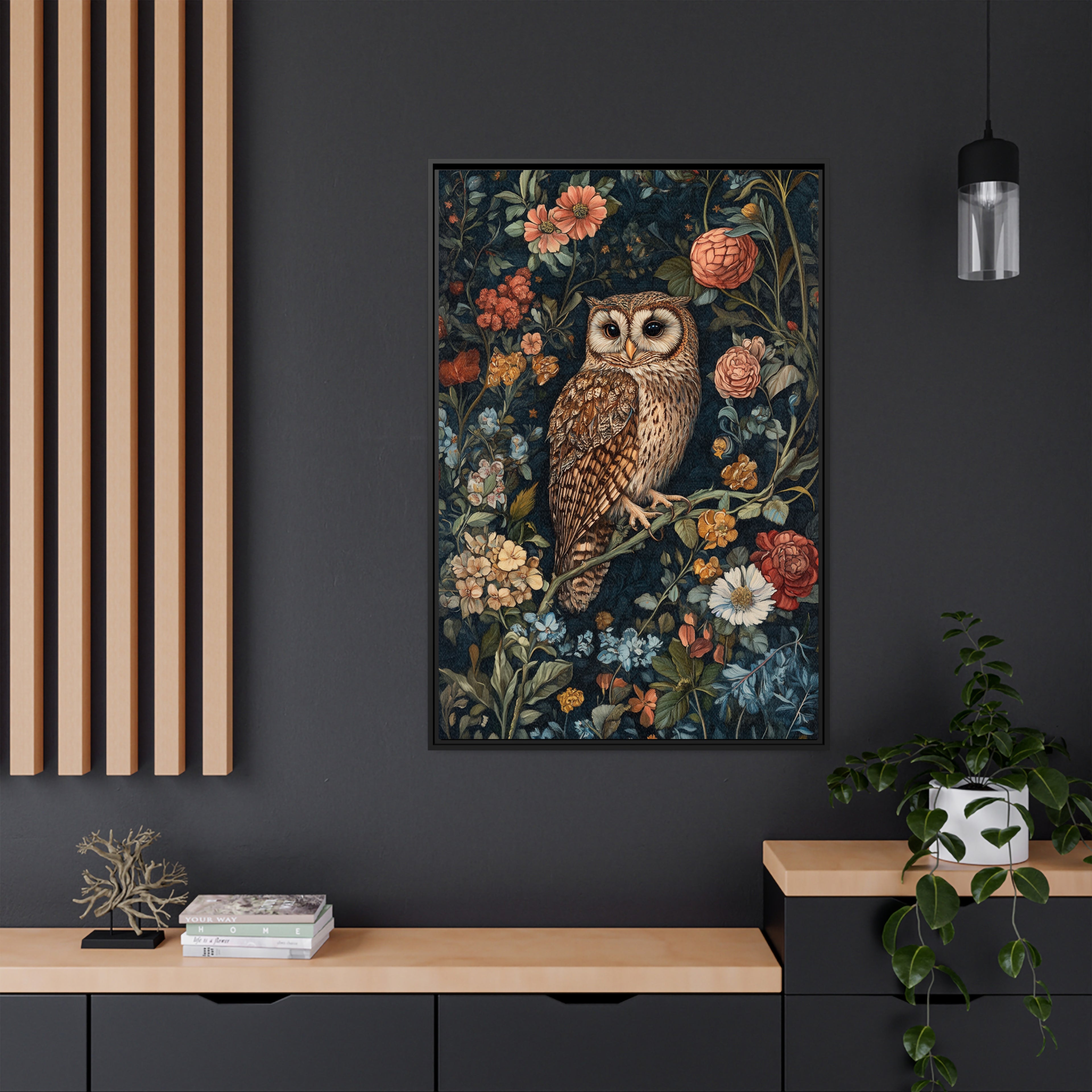Framed Canvas - Guardian of the Floral Night