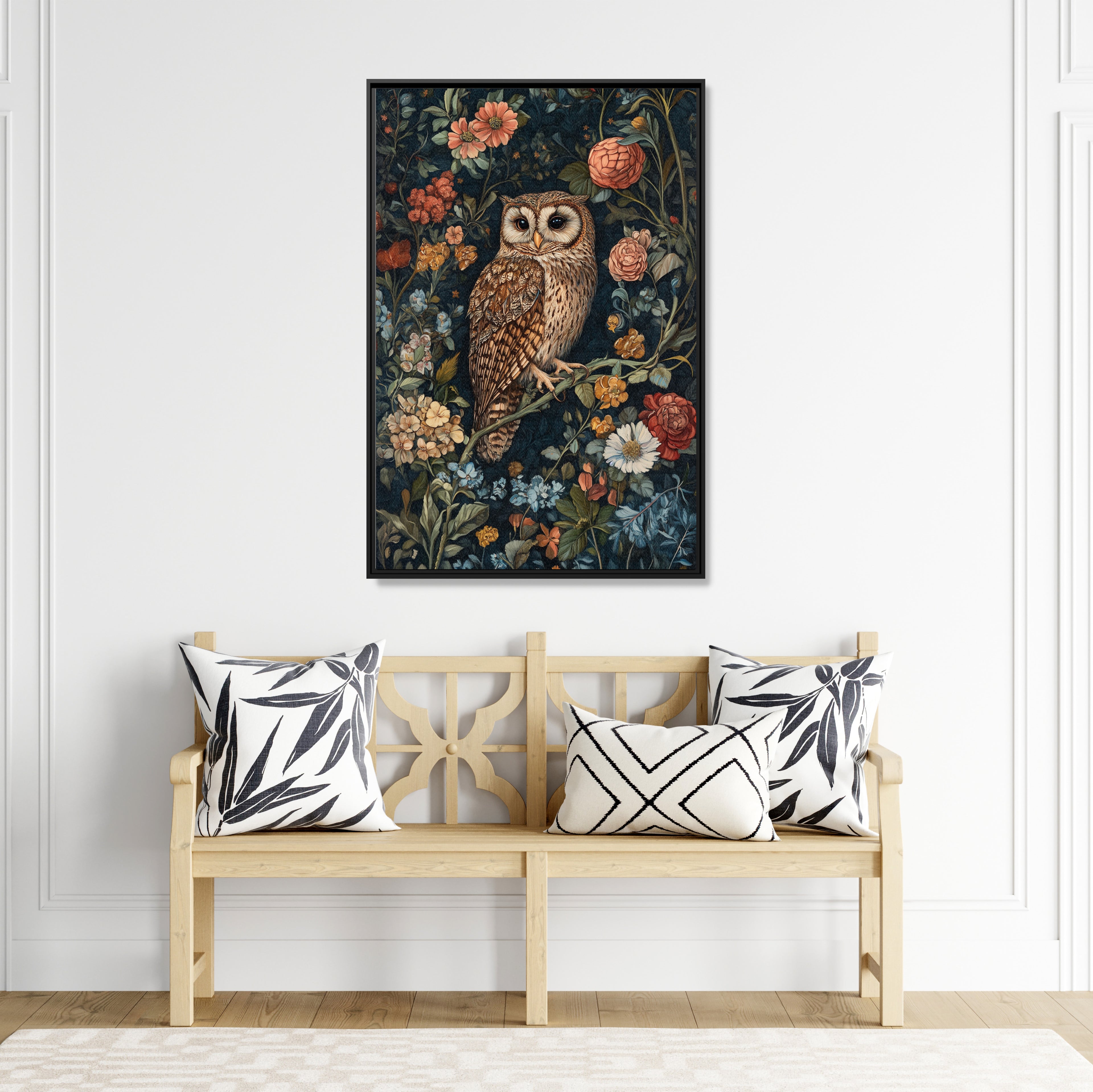 Framed Canvas - Guardian of the Floral Night
