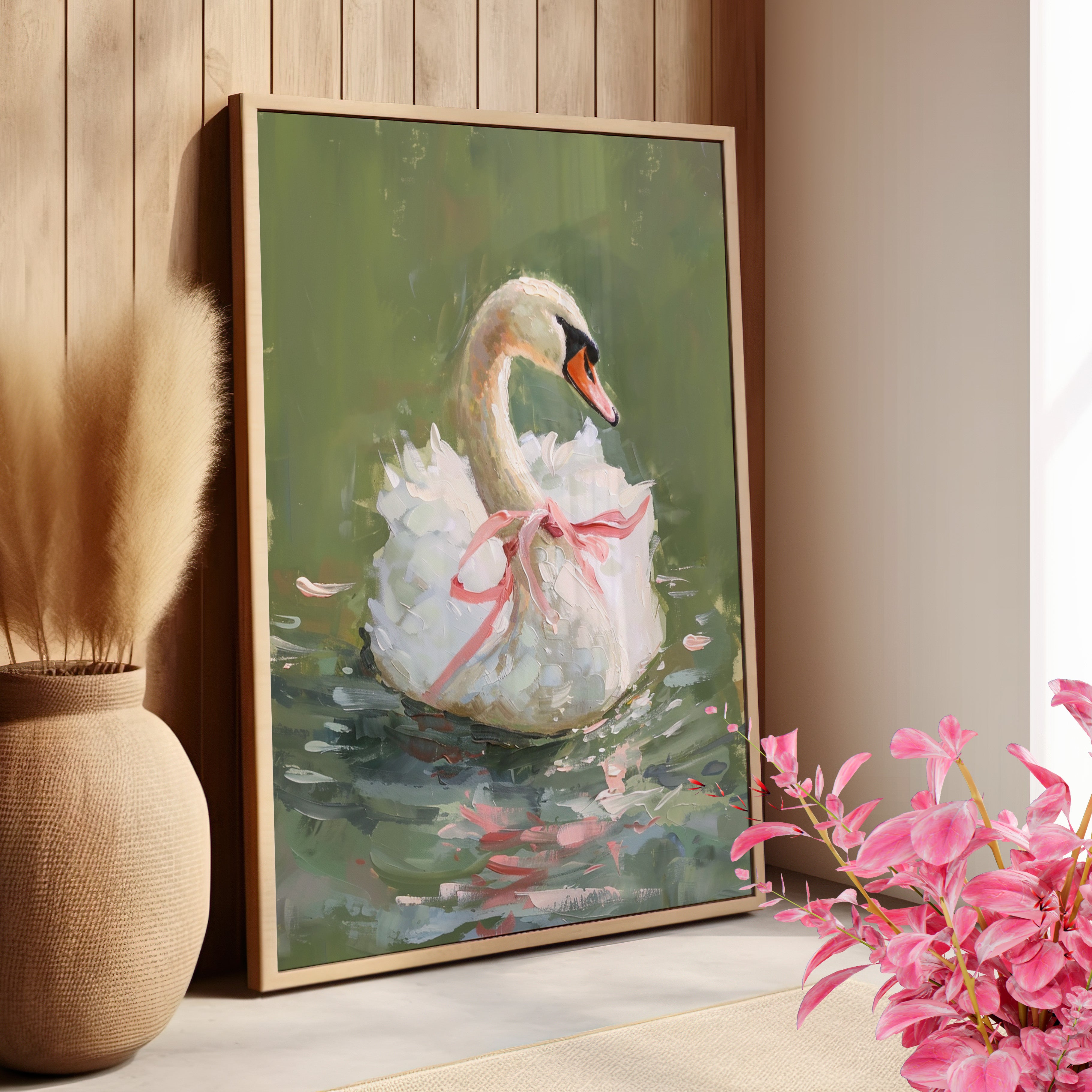 Ballet Swan in Pink Bow