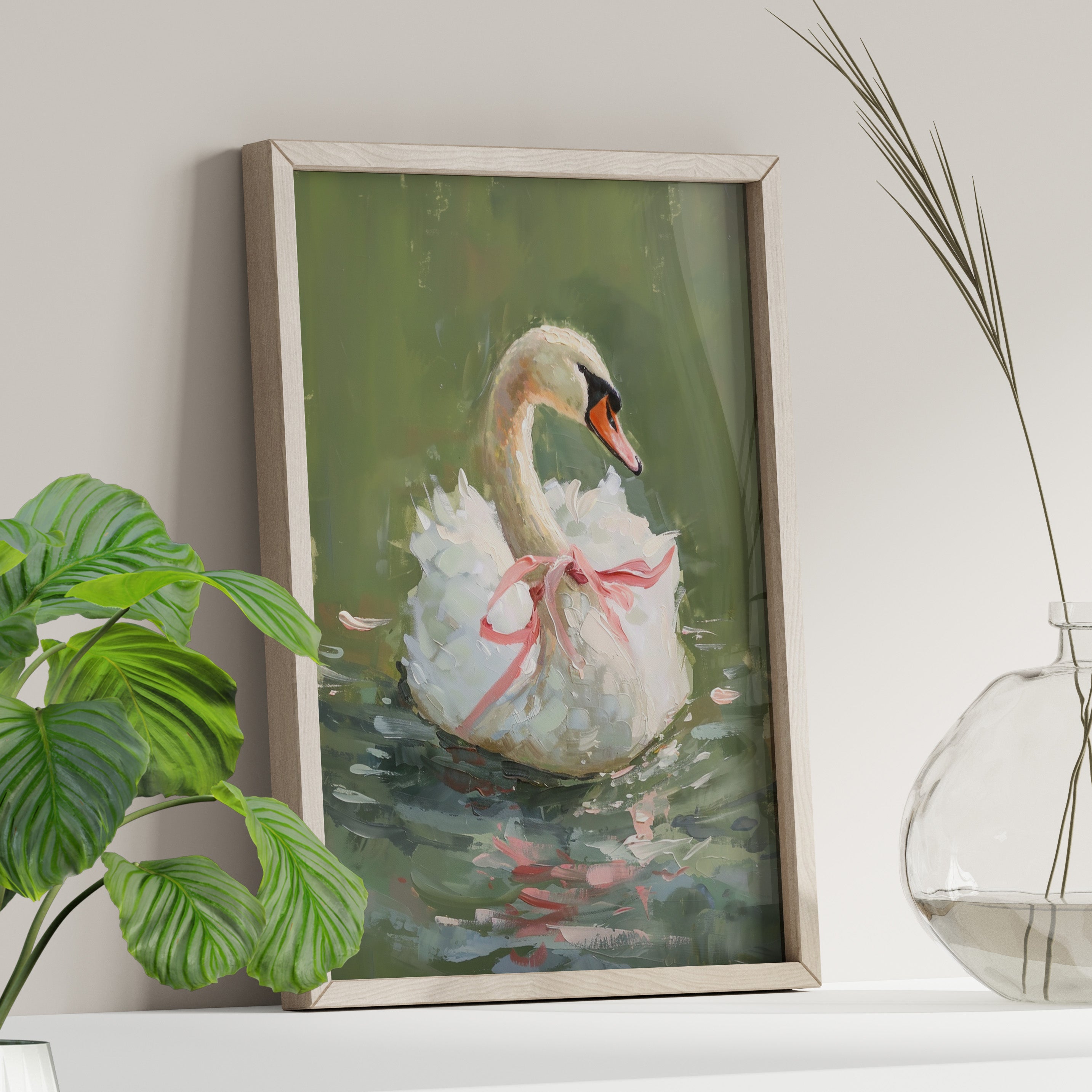 Ballet Swan in Pink Bow