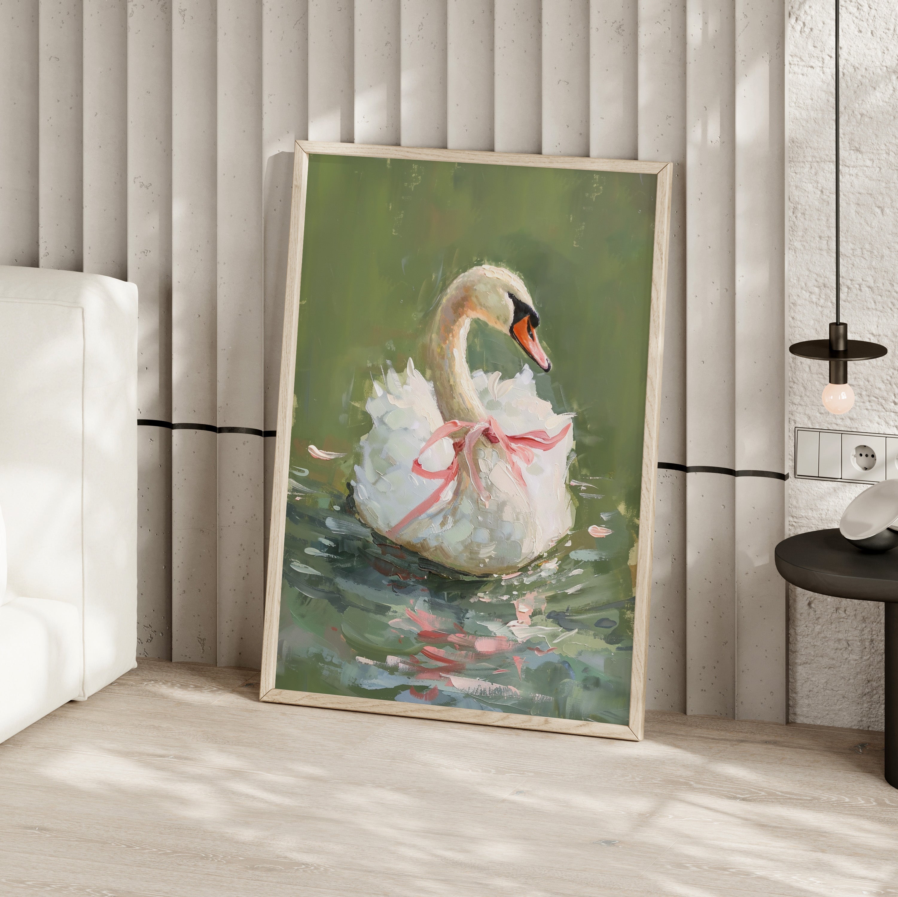 Ballet Swan in Pink Bow