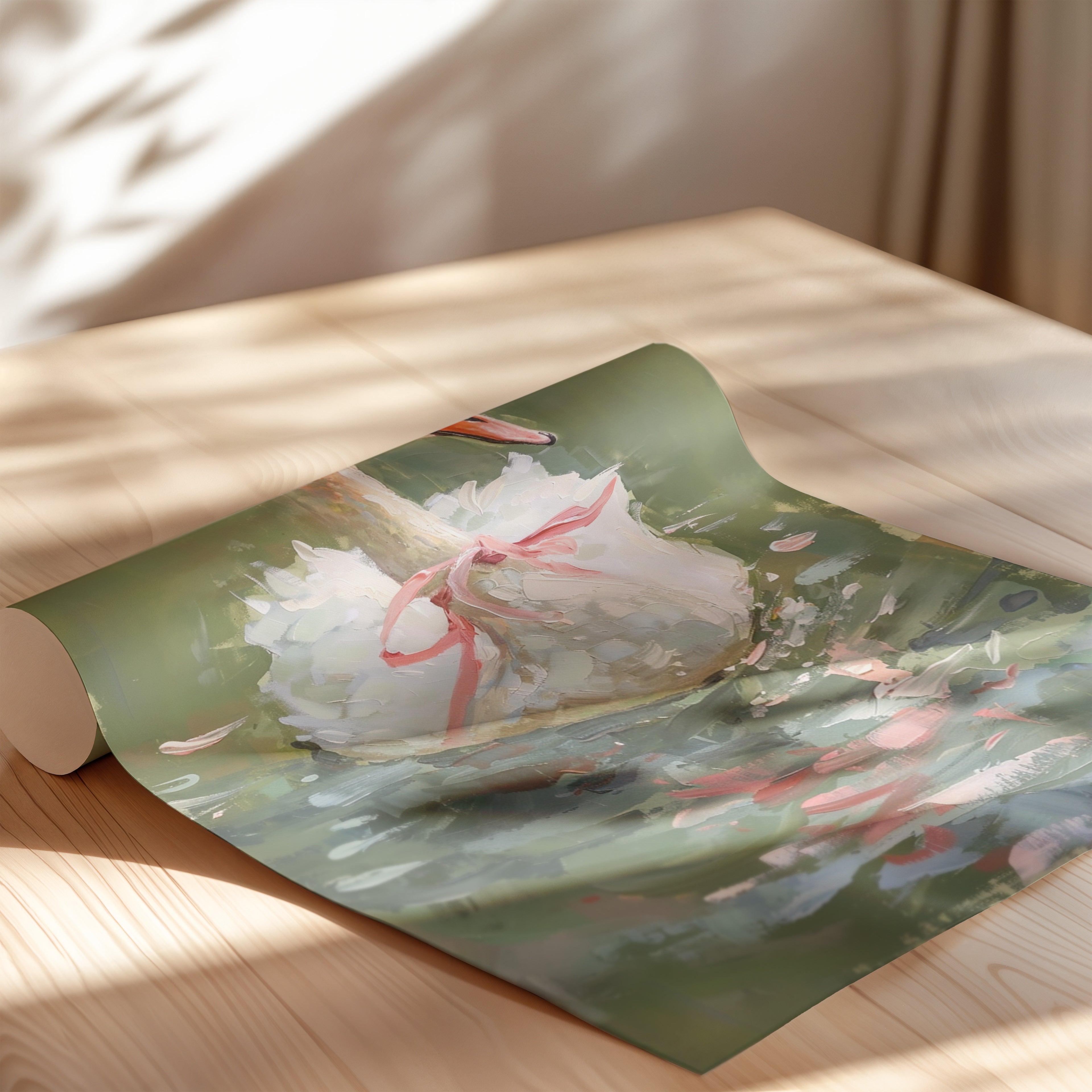 Ballet Swan in Pink Bow