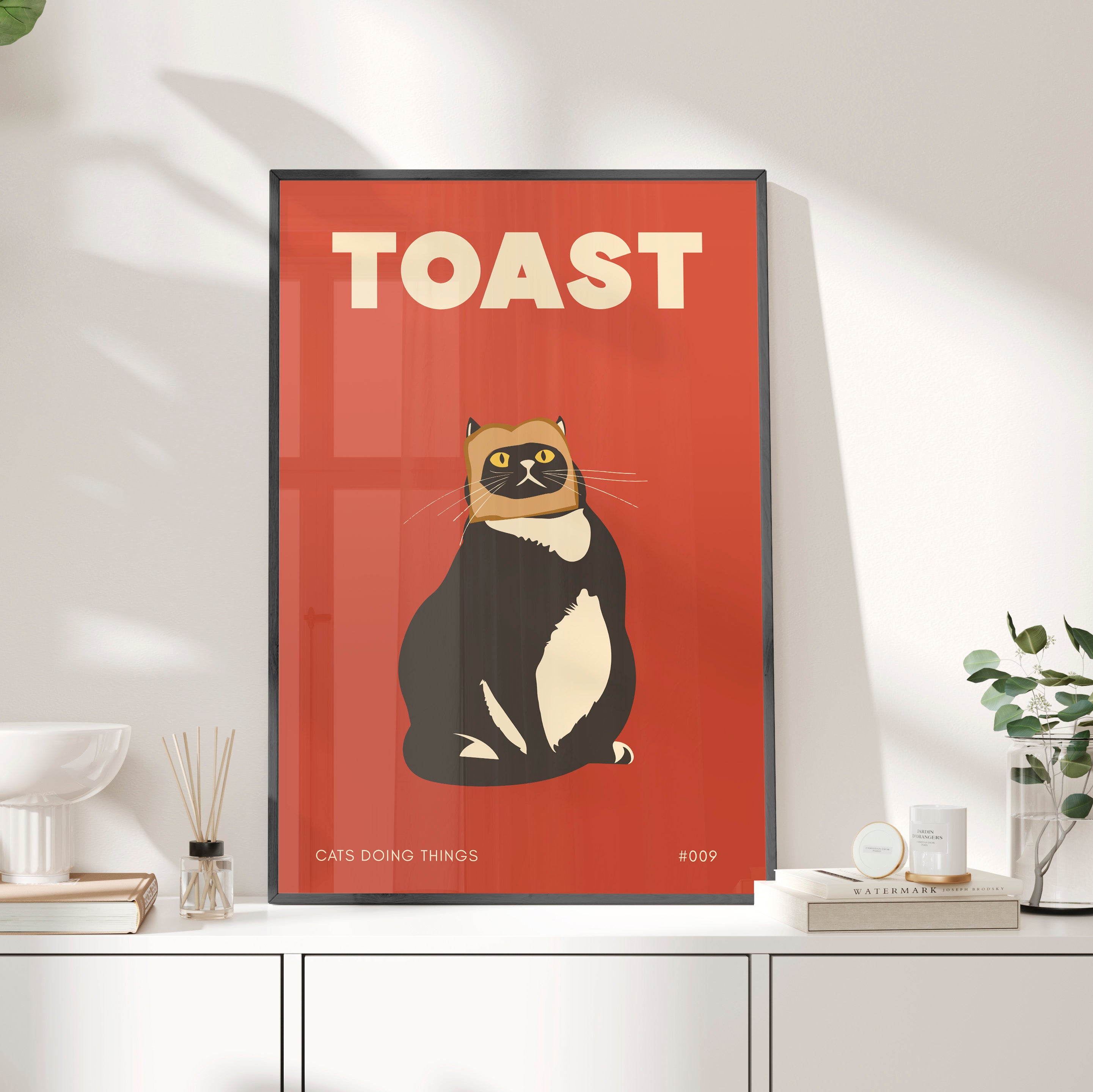 Framed Paper Print - Toasted Feline Fancy