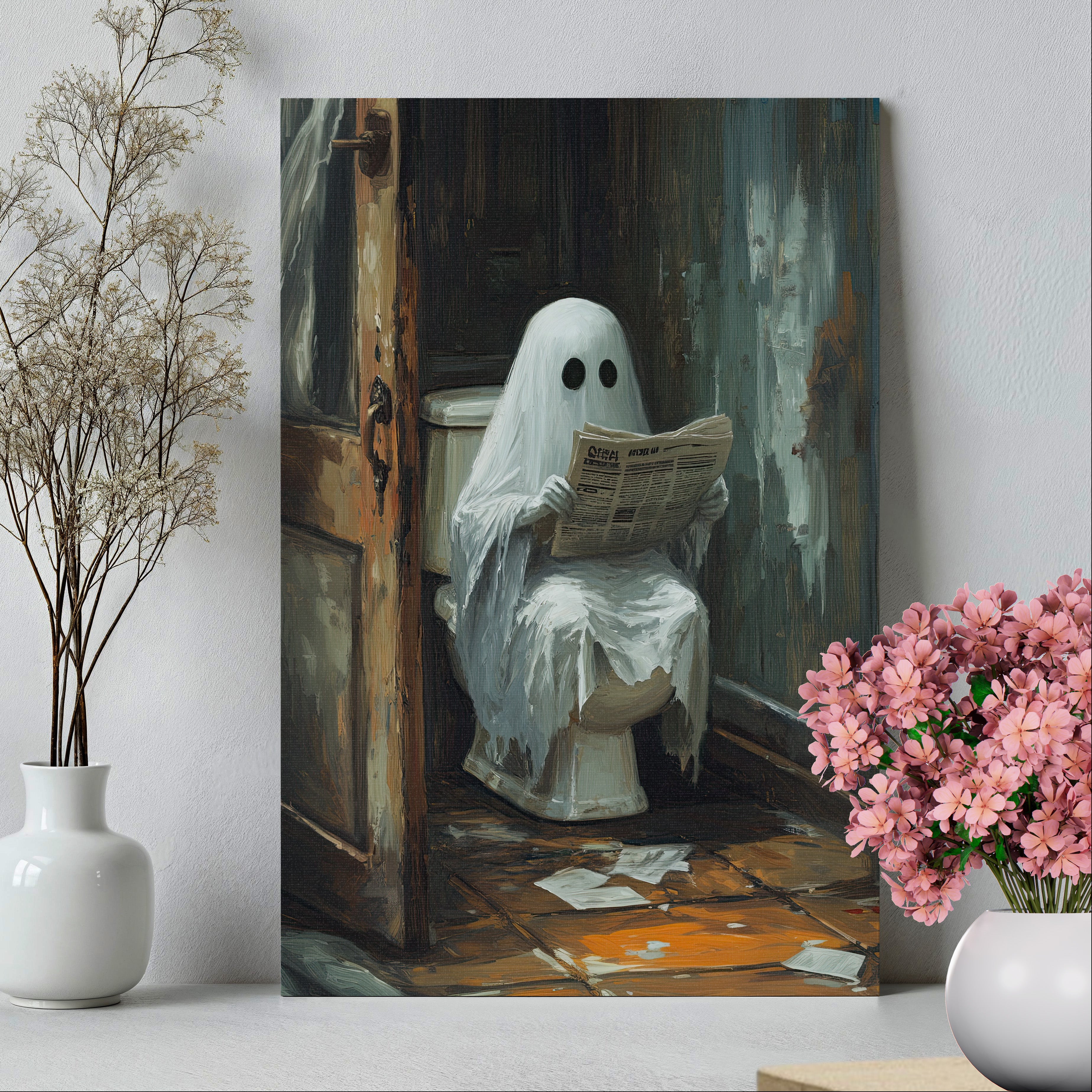 .75" Matte Canvas - Ghostly Bathroom Break