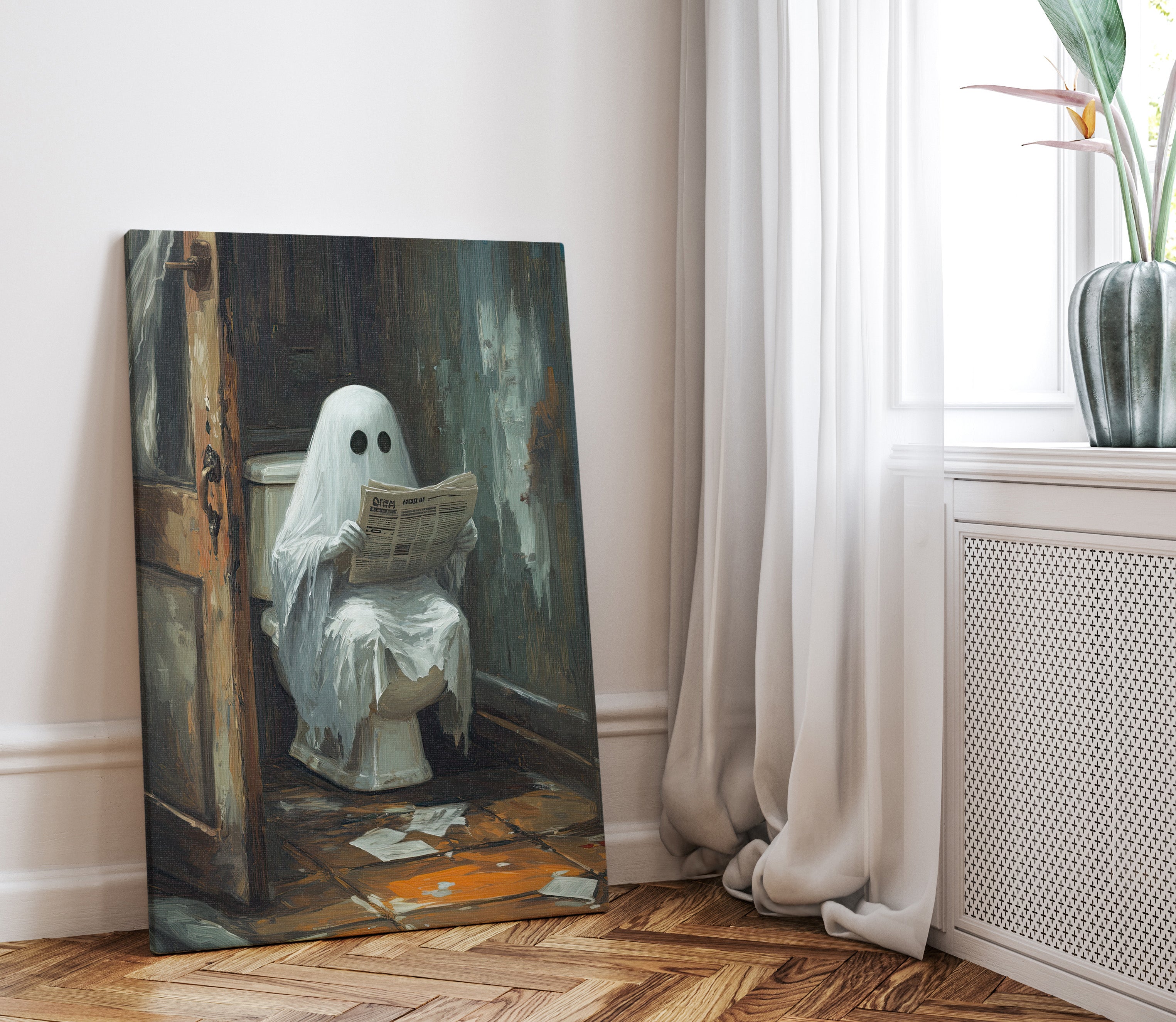 .75" Matte Canvas - Ghostly Bathroom Break
