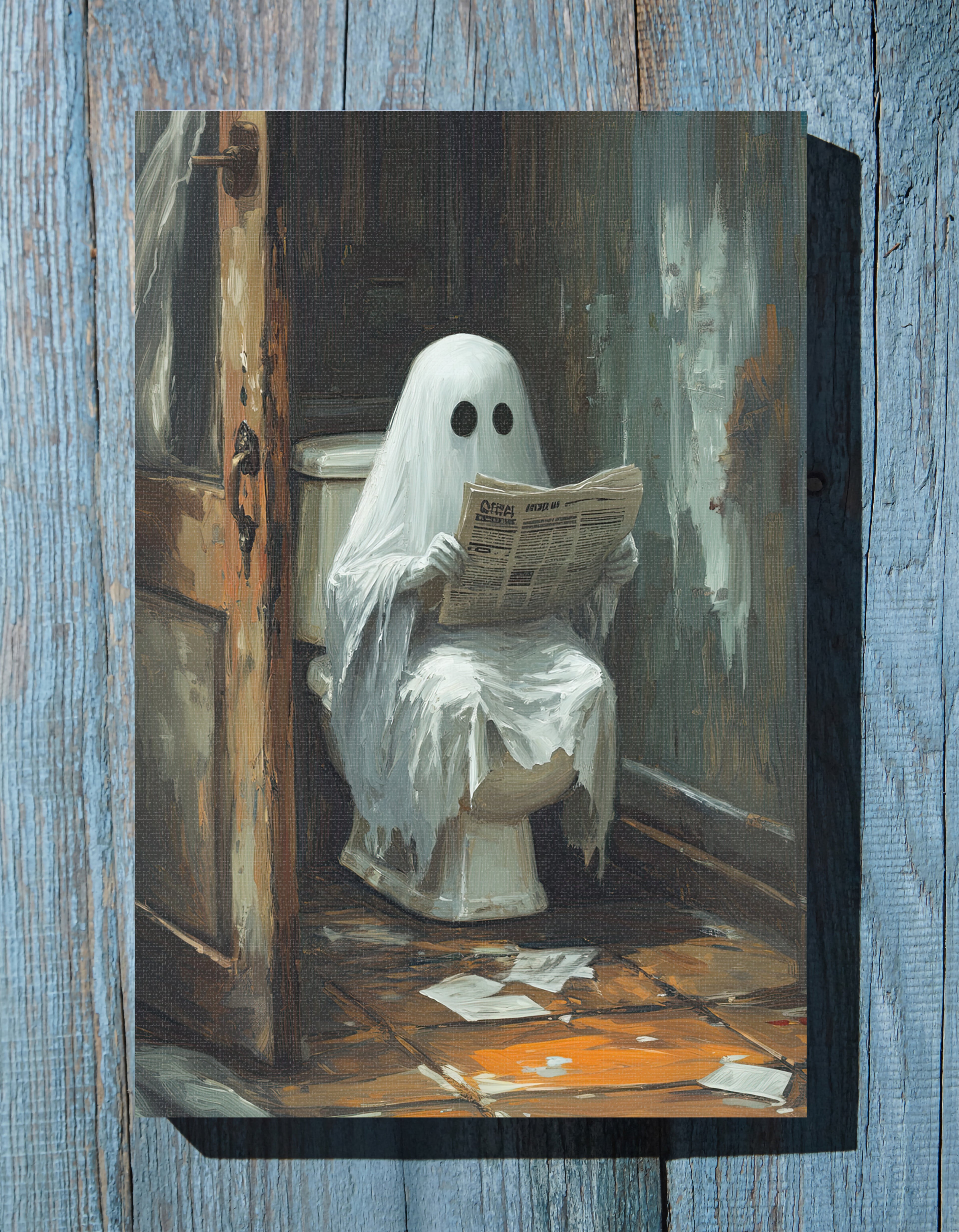 .75" Matte Canvas - Ghostly Bathroom Break