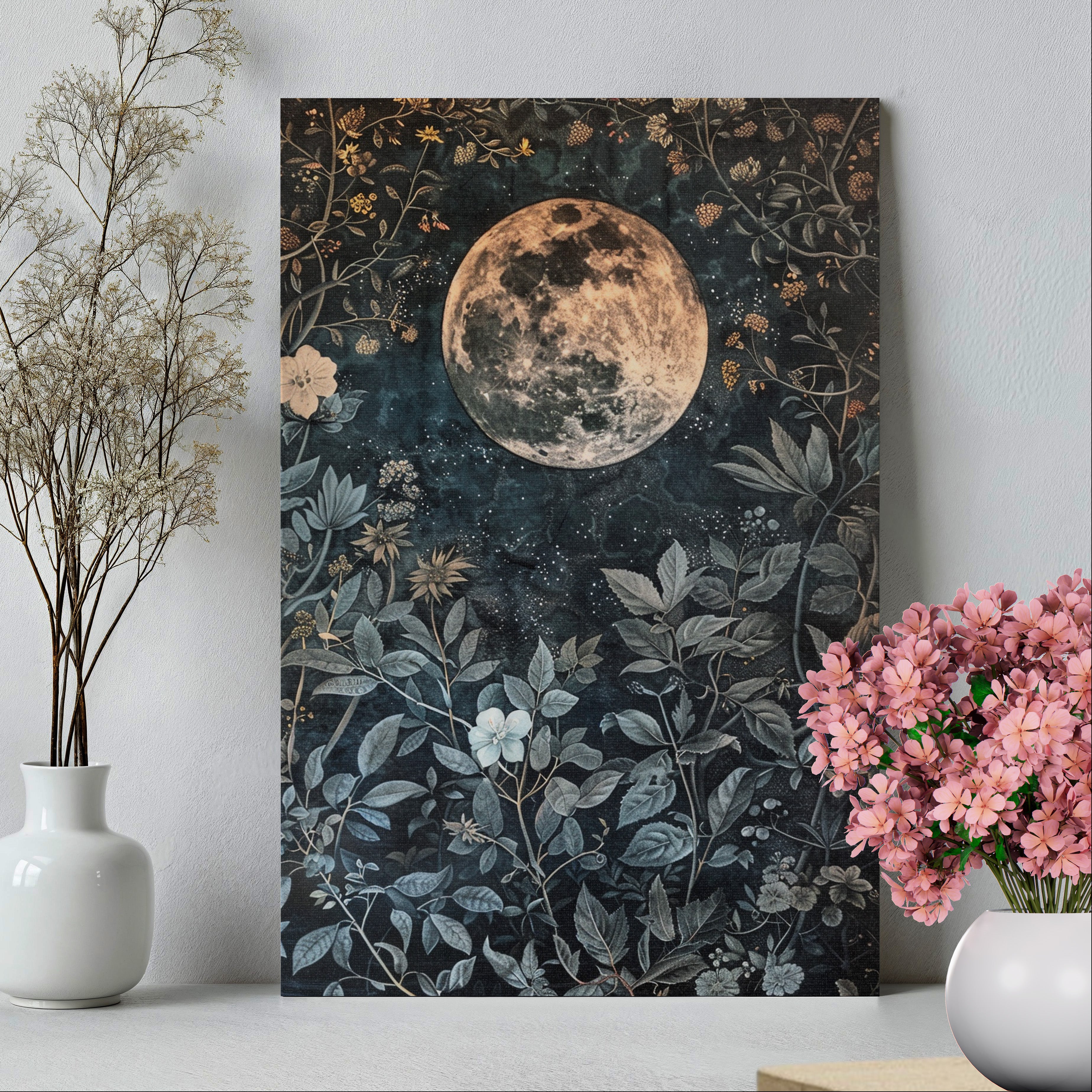 1.25" Matte Canvas - Midnight Moonlit Garden