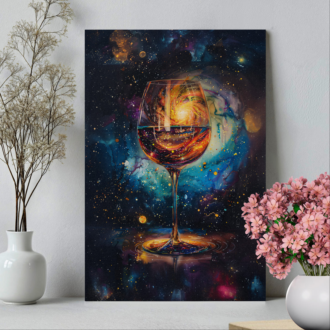.75" Matte Canvas - Cosmic Swirl in Wine Glass