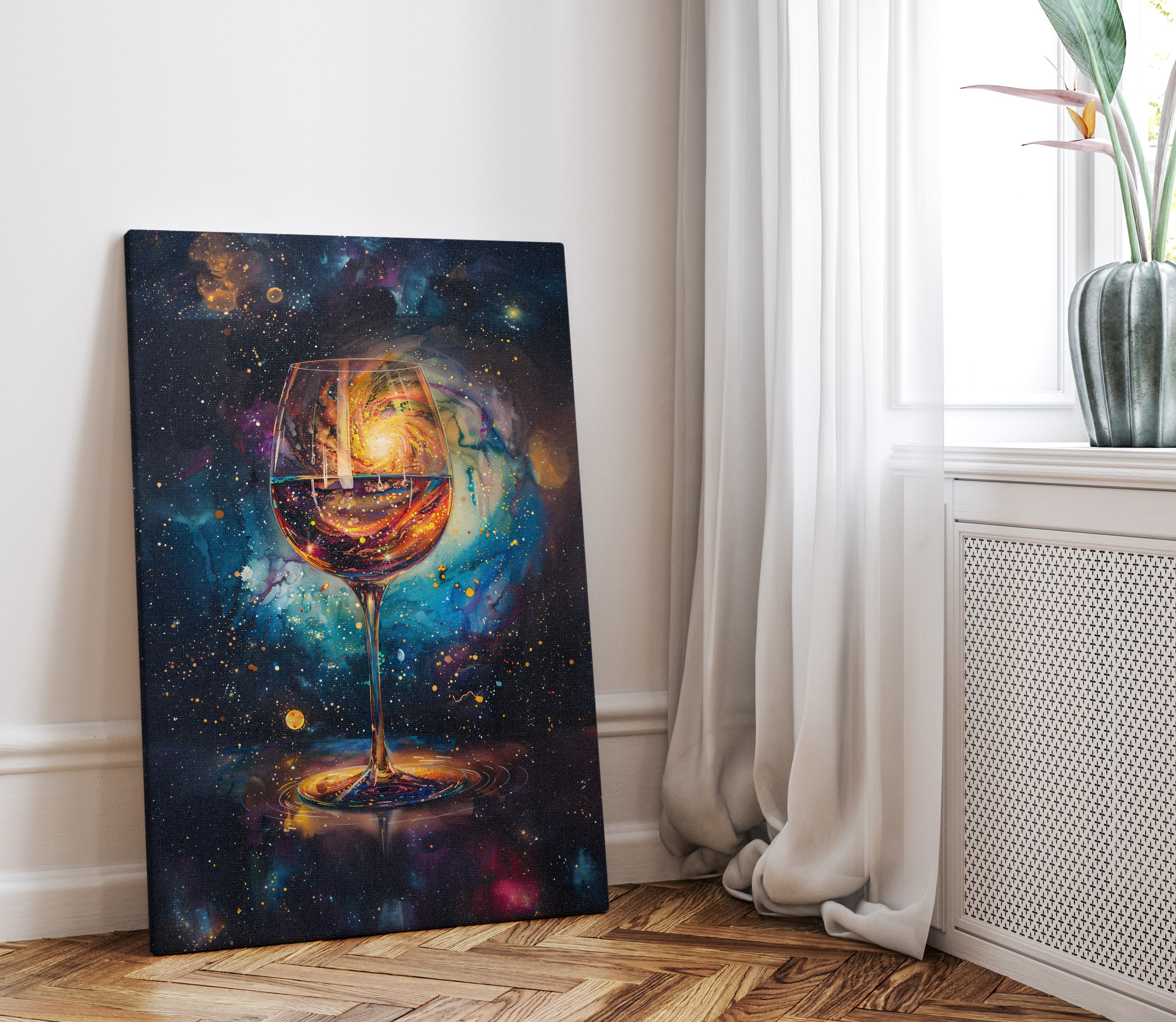 .75" Matte Canvas - Cosmic Swirl in Wine Glass