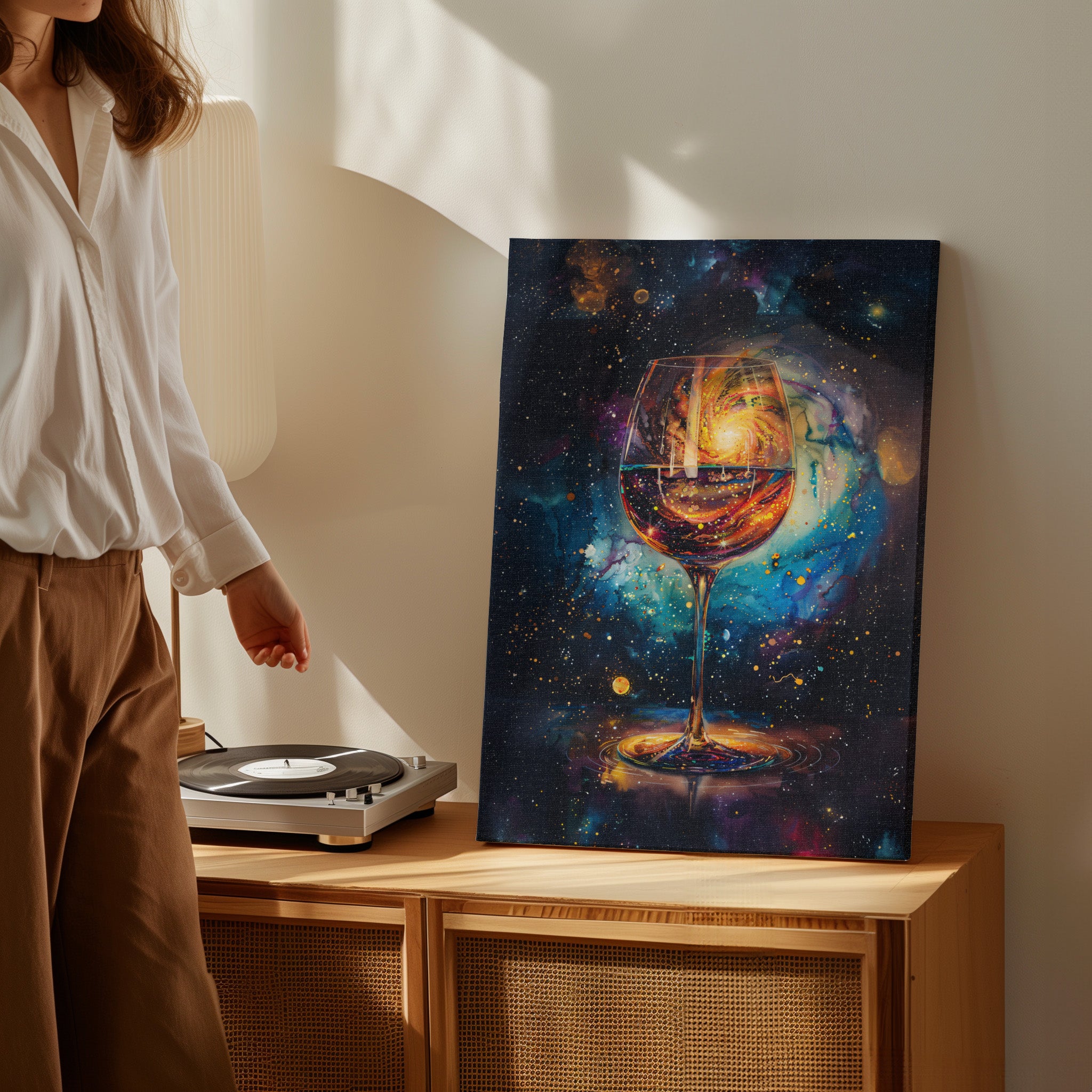 .75" Matte Canvas - Cosmic Swirl in Wine Glass