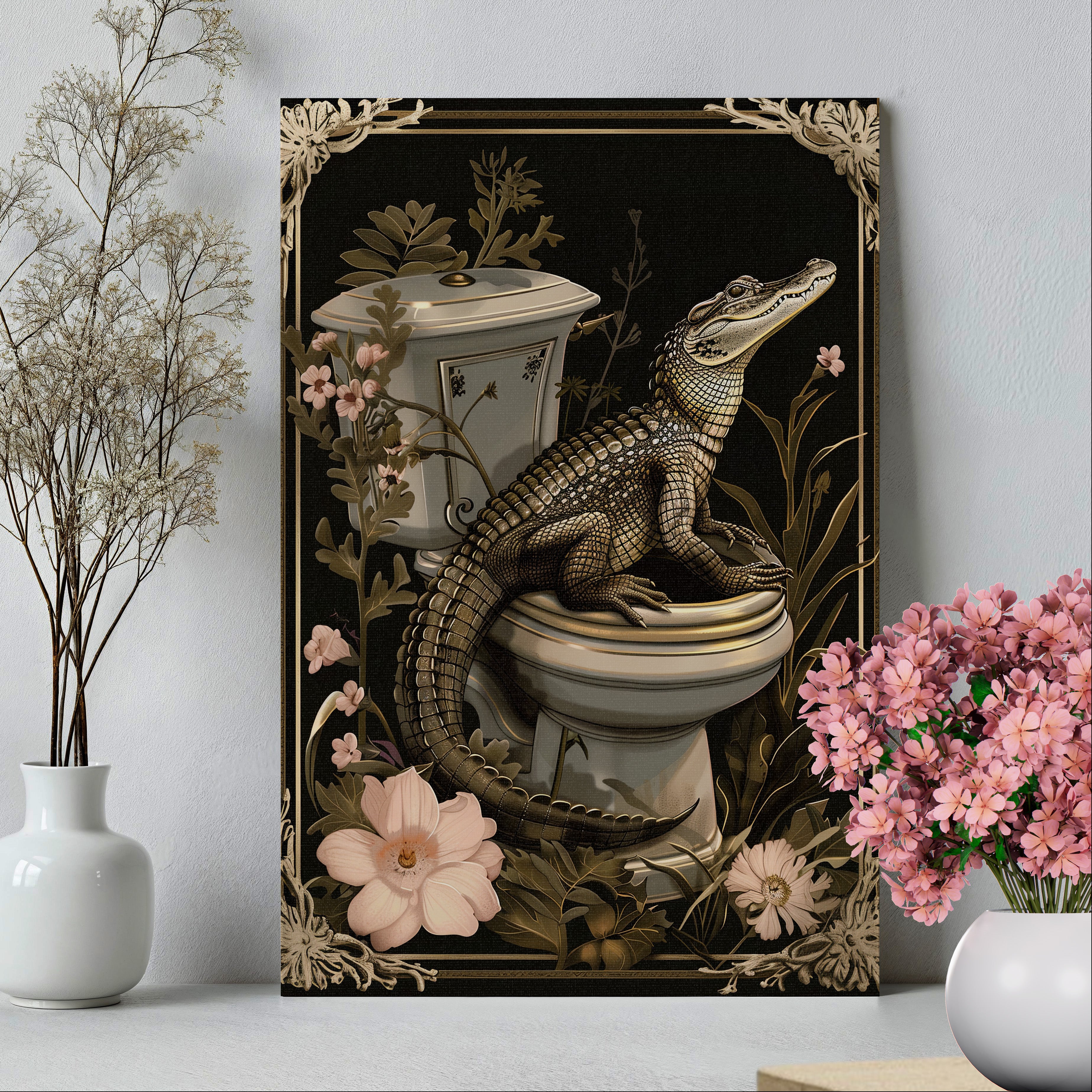 1.25" Matte Canvas - Toilet Gator Floral Surprise