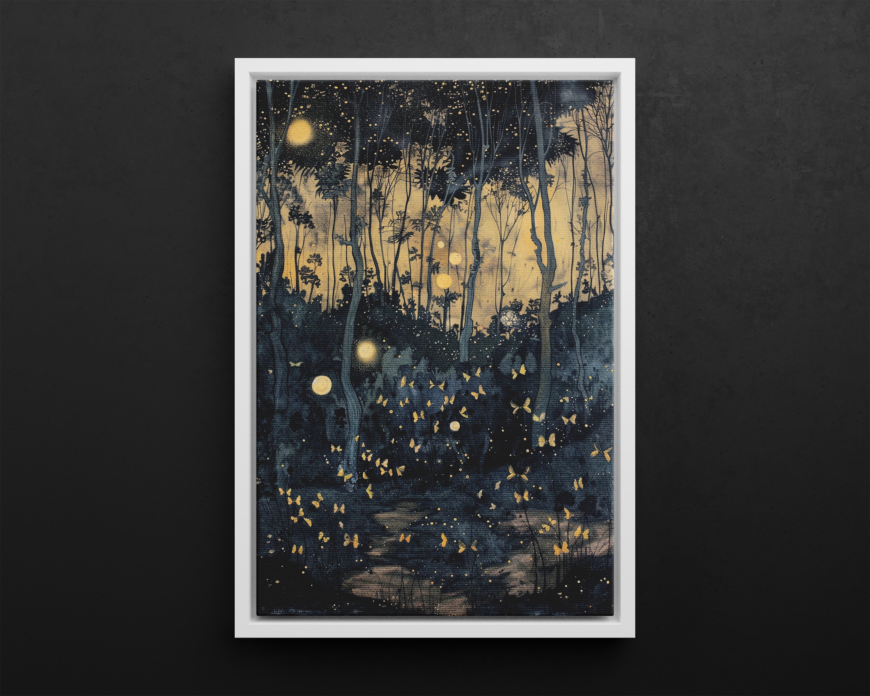 Framed Canvas - Golden Firefly Nightscape