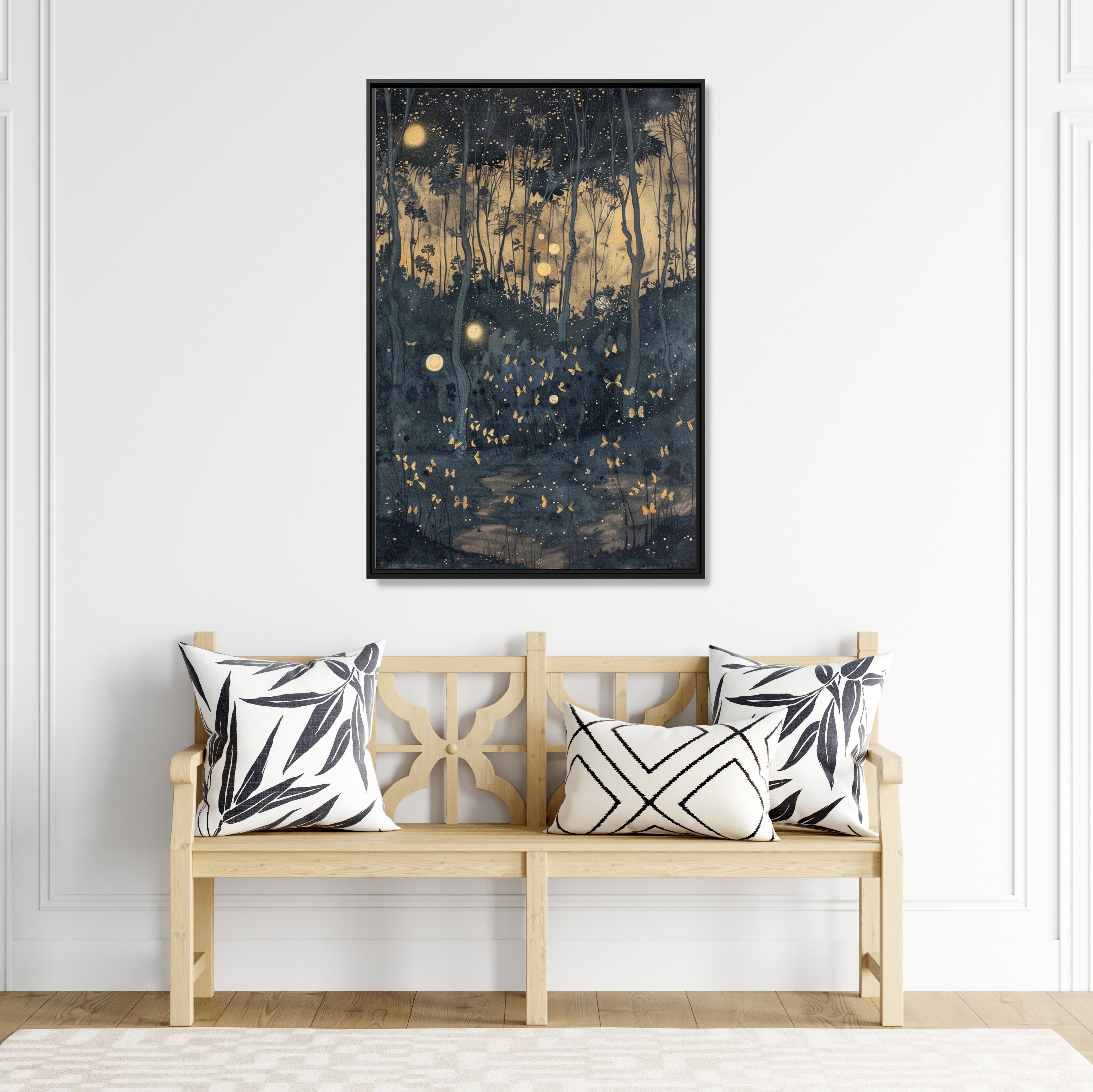 Framed Canvas - Golden Firefly Nightscape