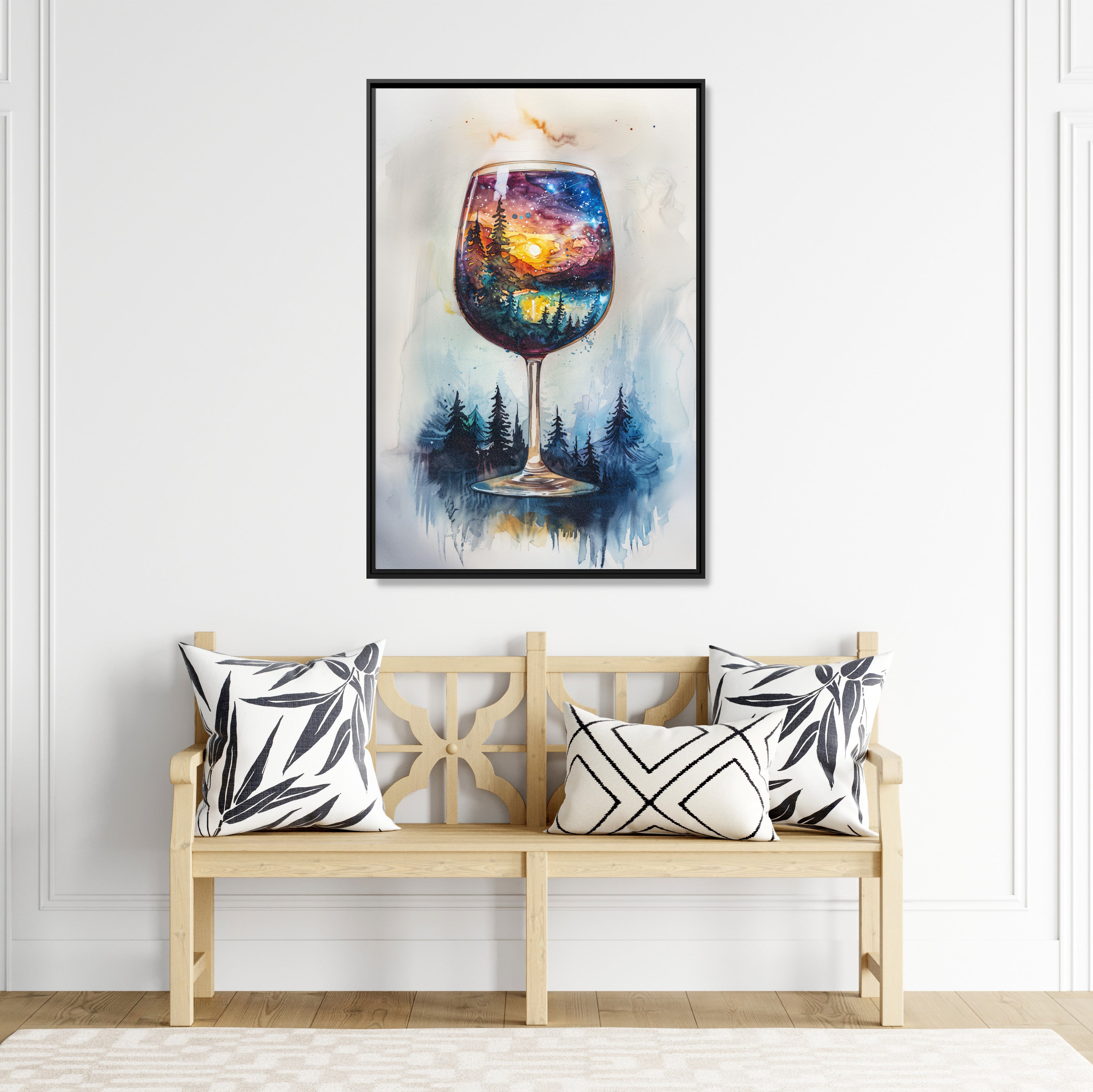 Framed Canvas - Galaxy Within the Wine Glass