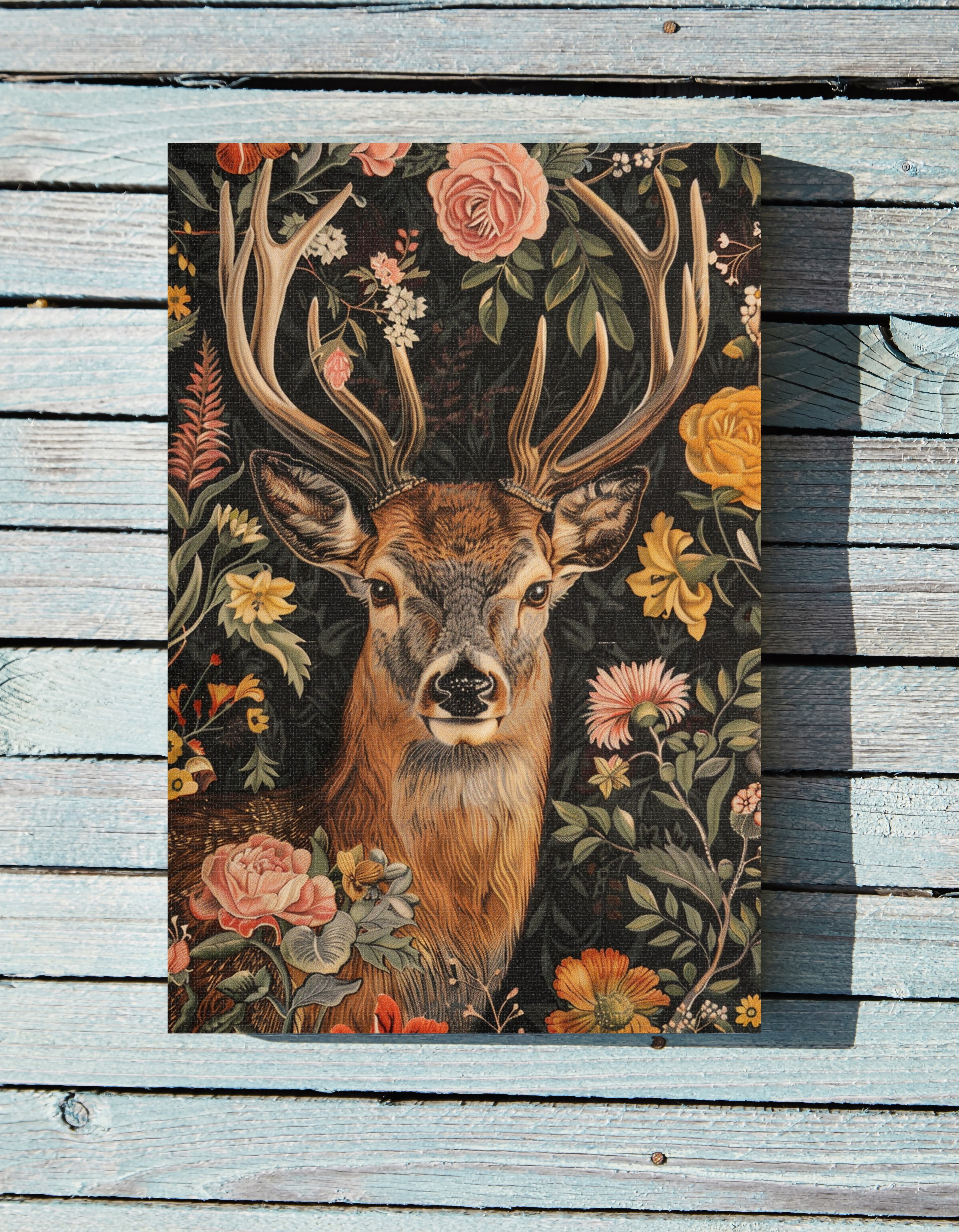 .75" Matte Canvas - Floral Deer Majesty