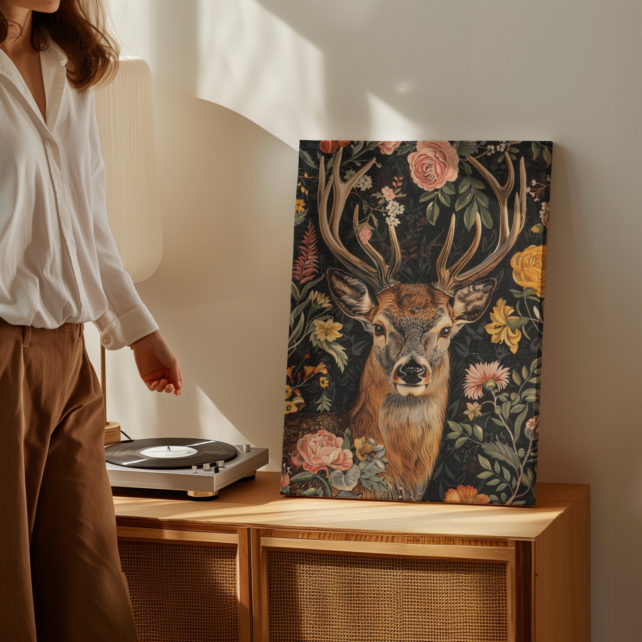 .75" Matte Canvas - Floral Deer Majesty