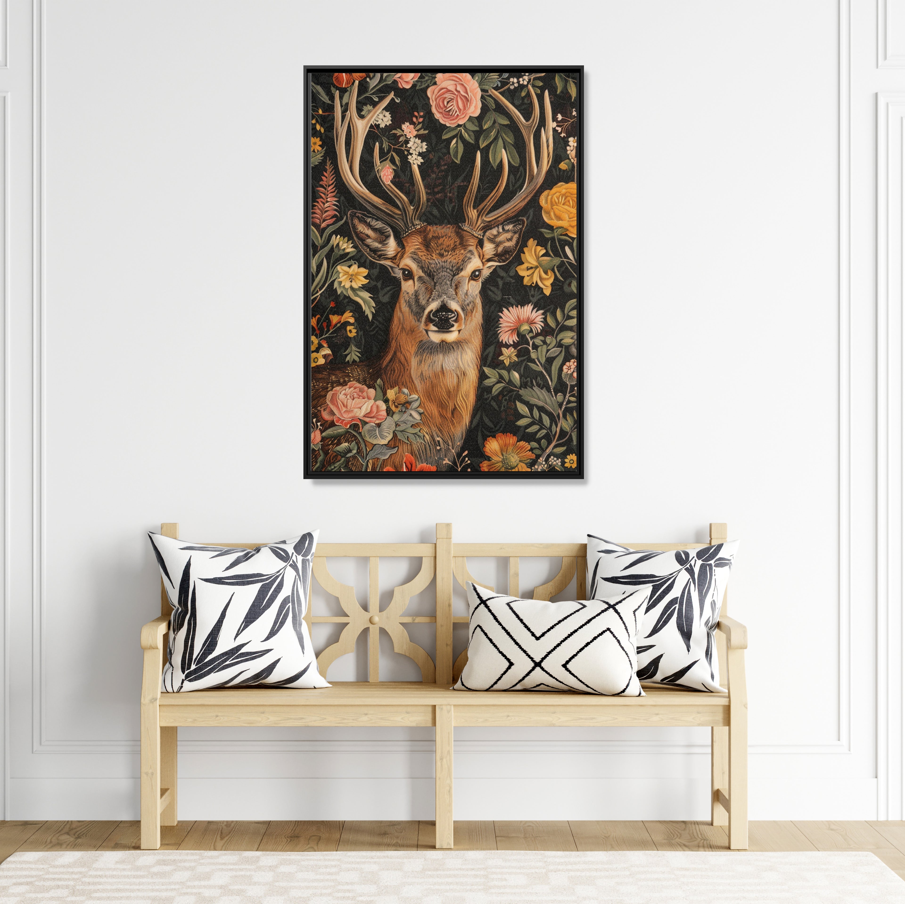 Framed Canvas - Floral Deer Majesty
