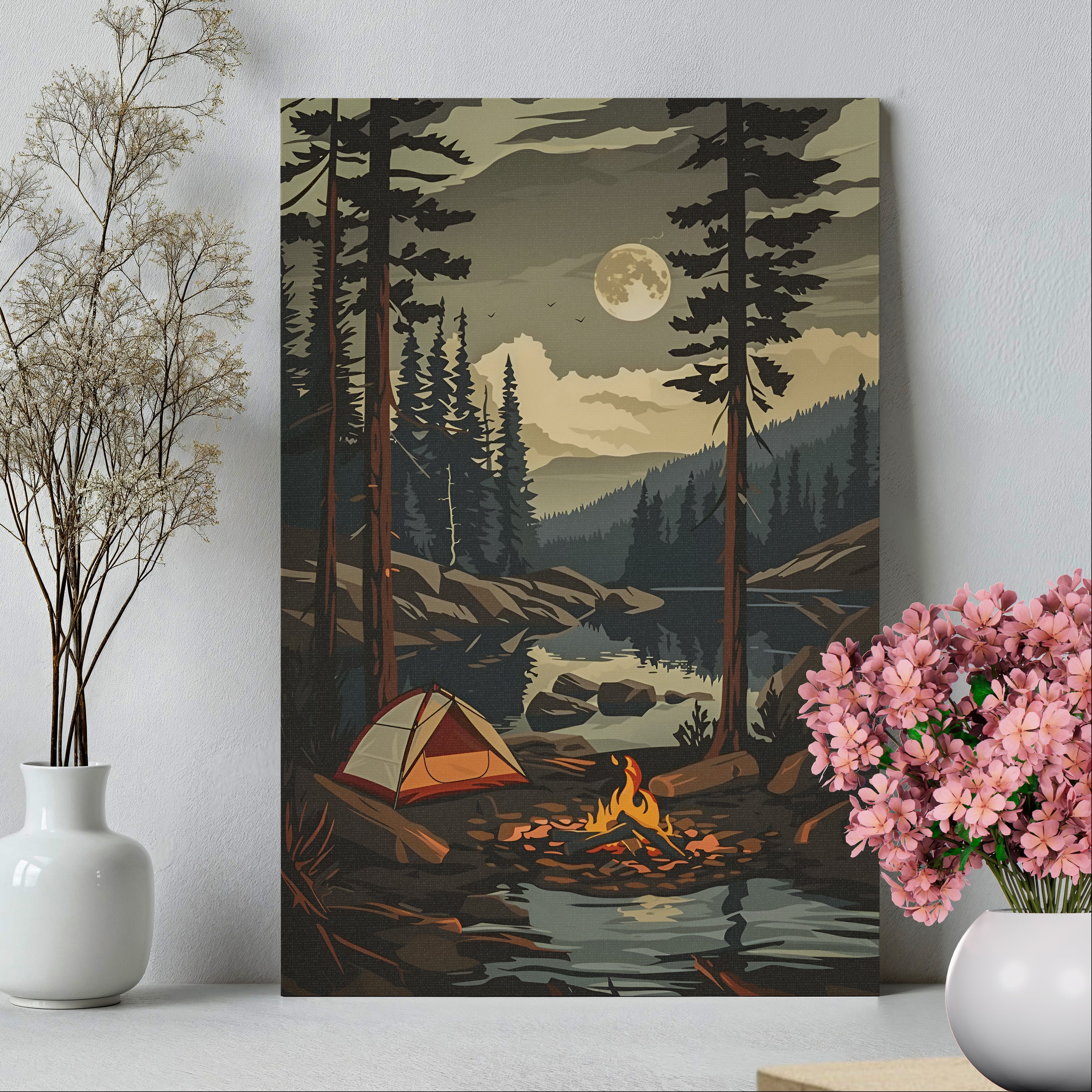 1.25" Matte Canvas - Moonlit Campfire Escape