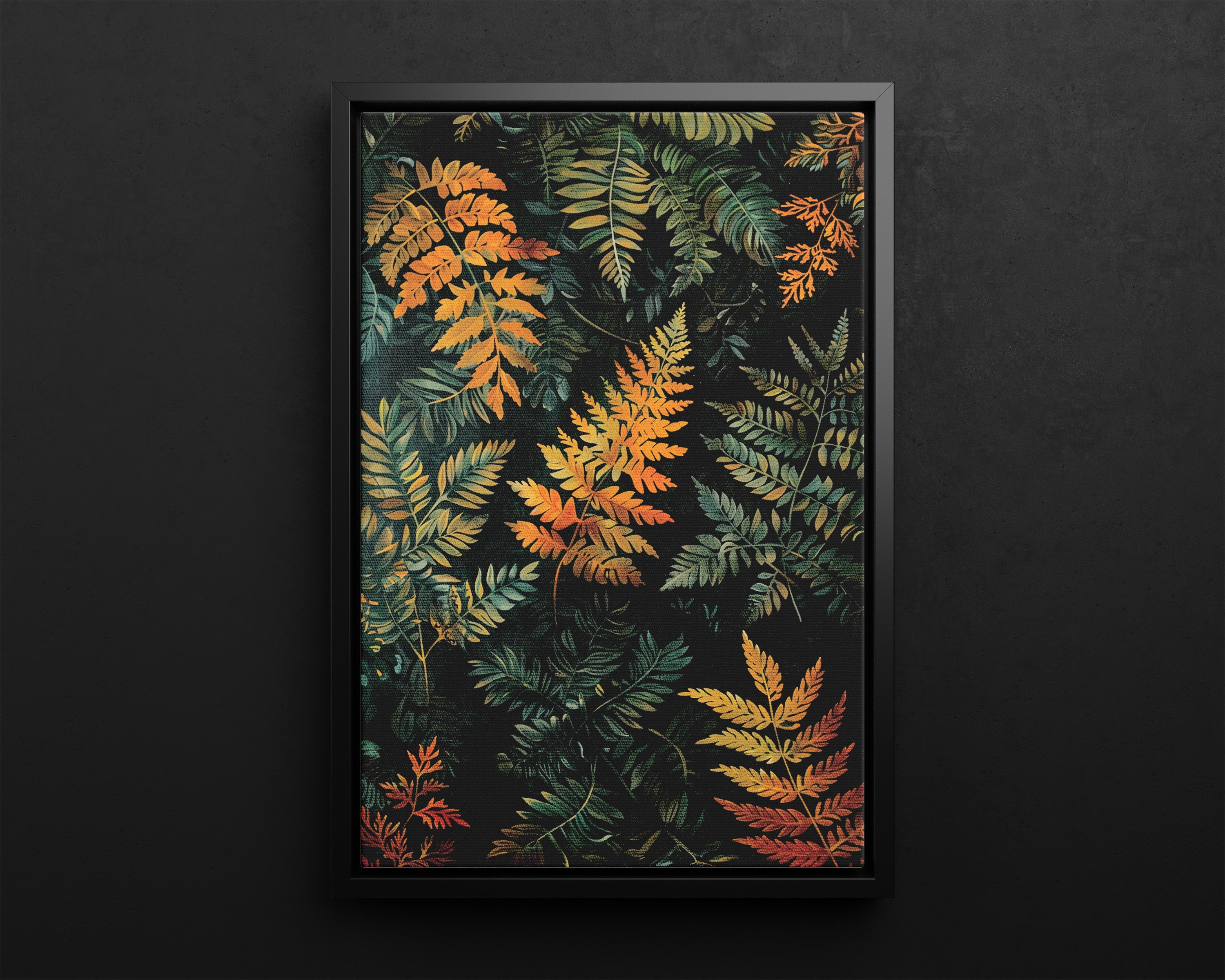 Framed Canvas - Golden Fern Elegance