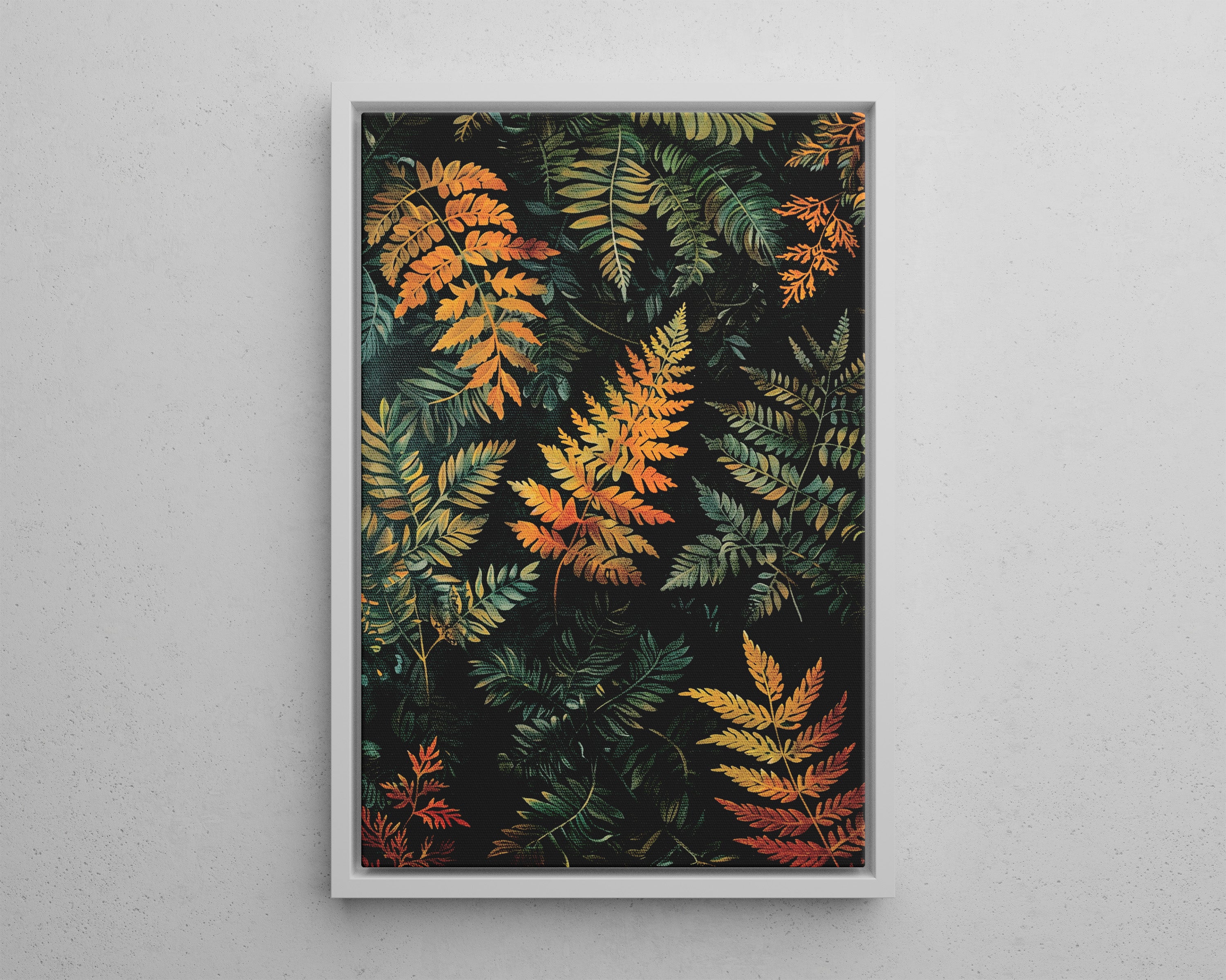 Framed Canvas - Golden Fern Elegance