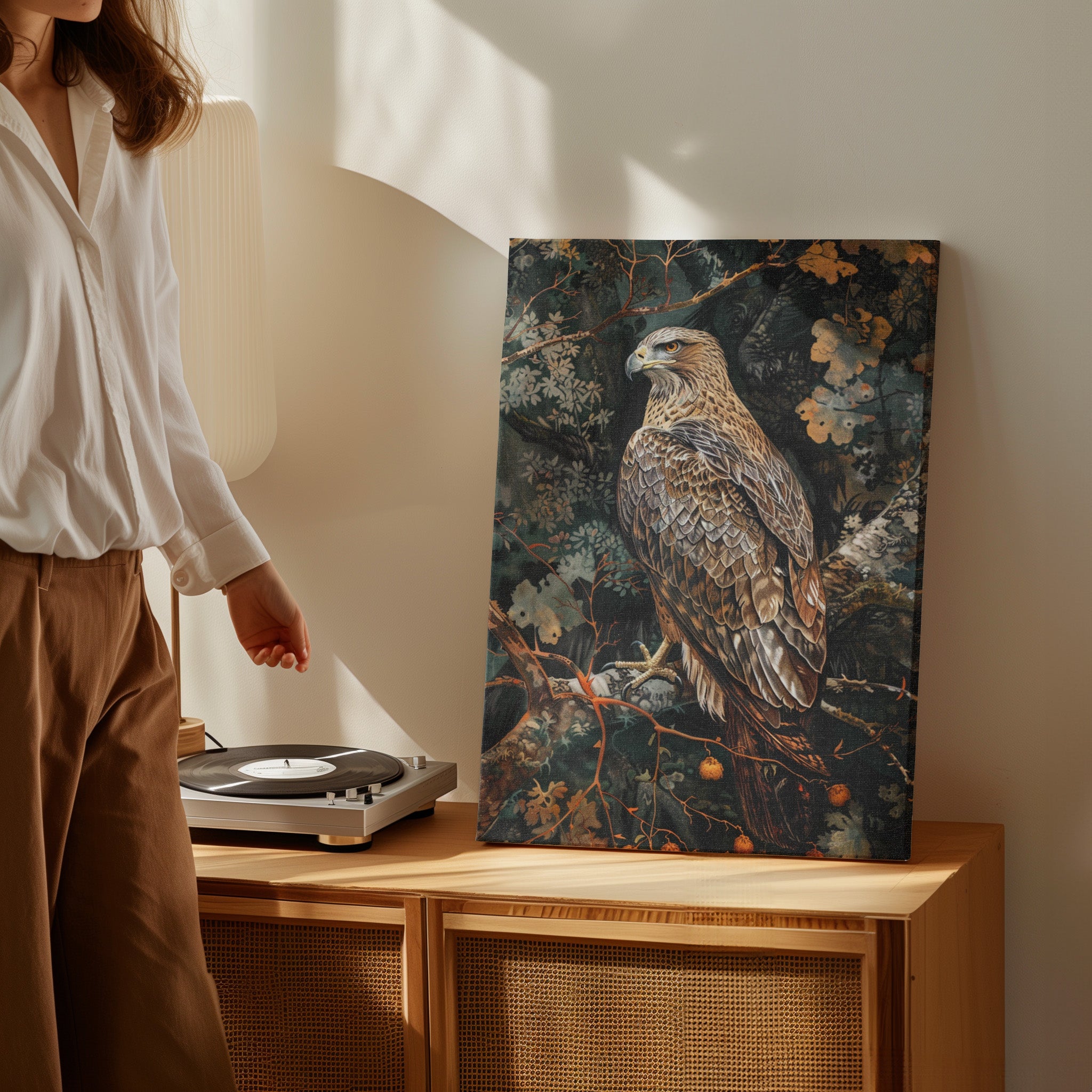 1.25" Matte Canvas - Majestic Hawk in Autumn