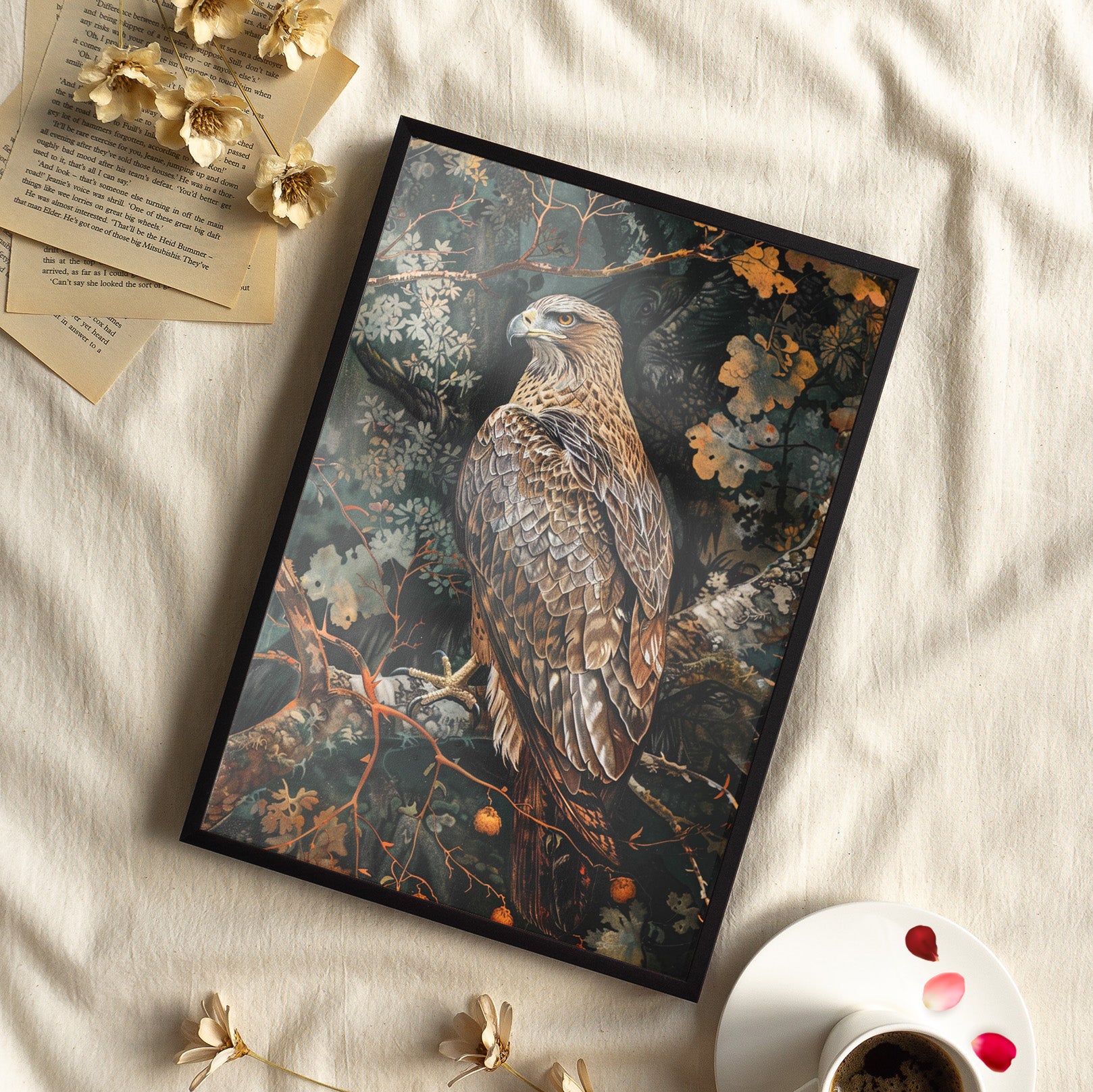 Framed Paper Print - Majestic Hawk in Autumn