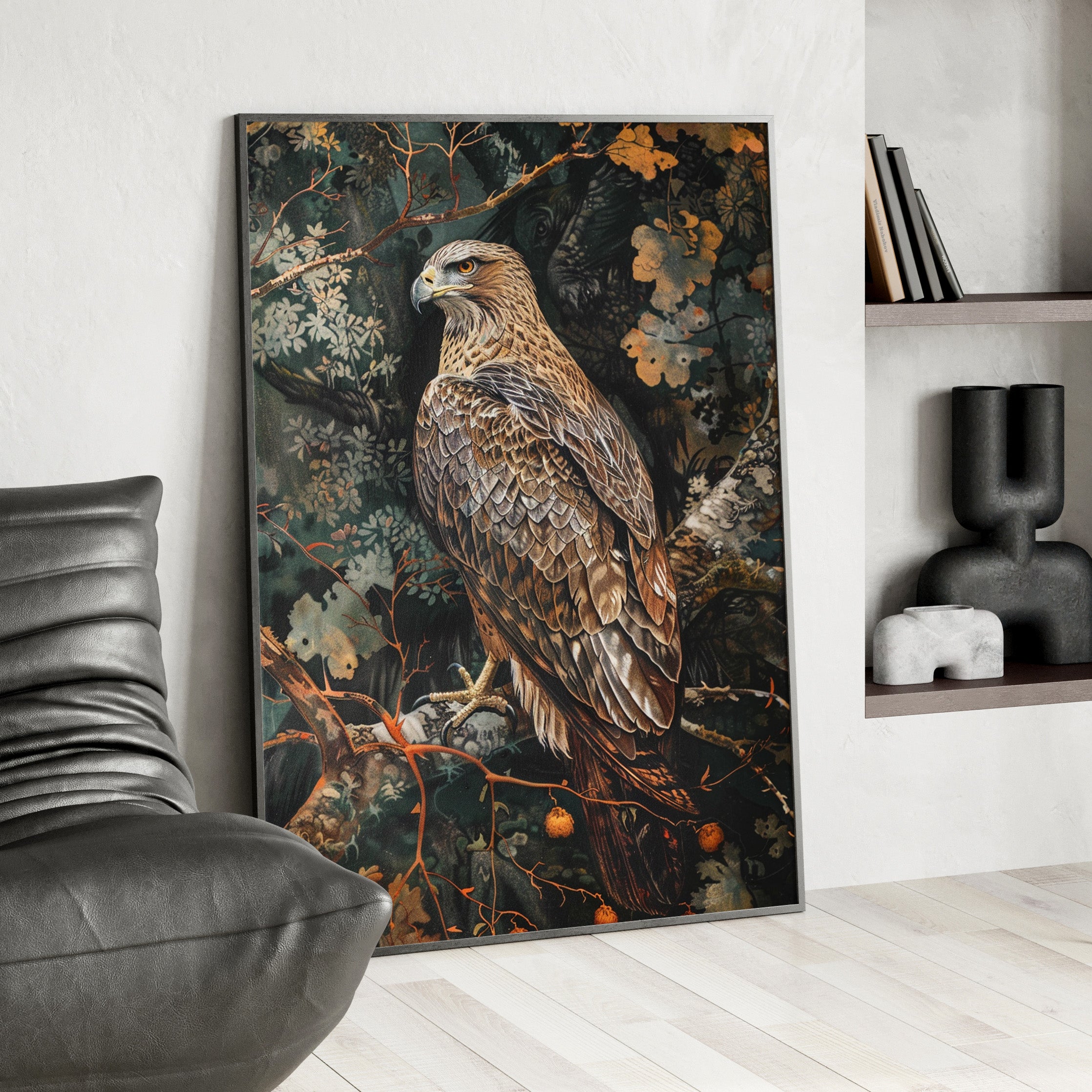 Framed Paper Print - Majestic Hawk in Autumn