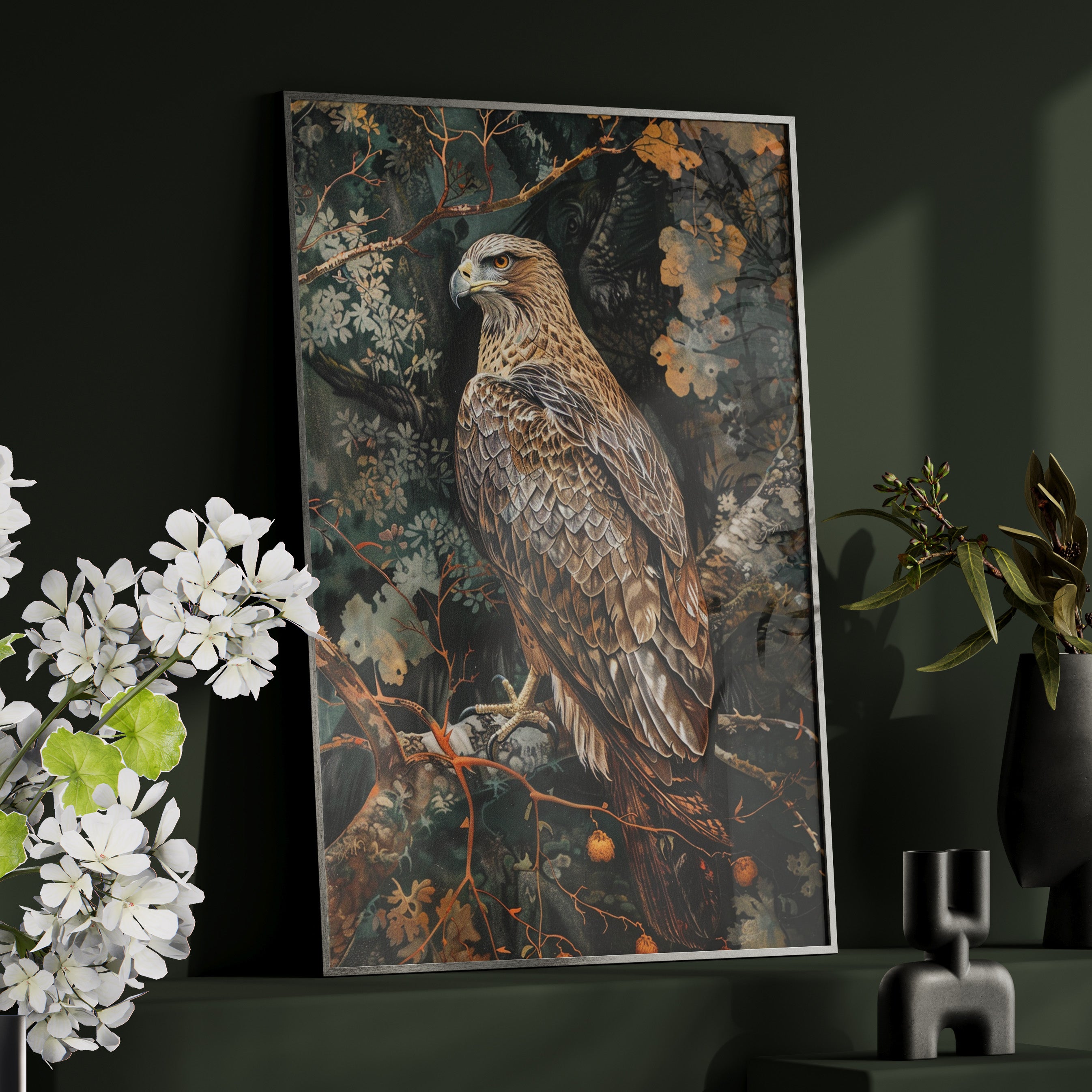 Framed Paper Print - Majestic Hawk in Autumn