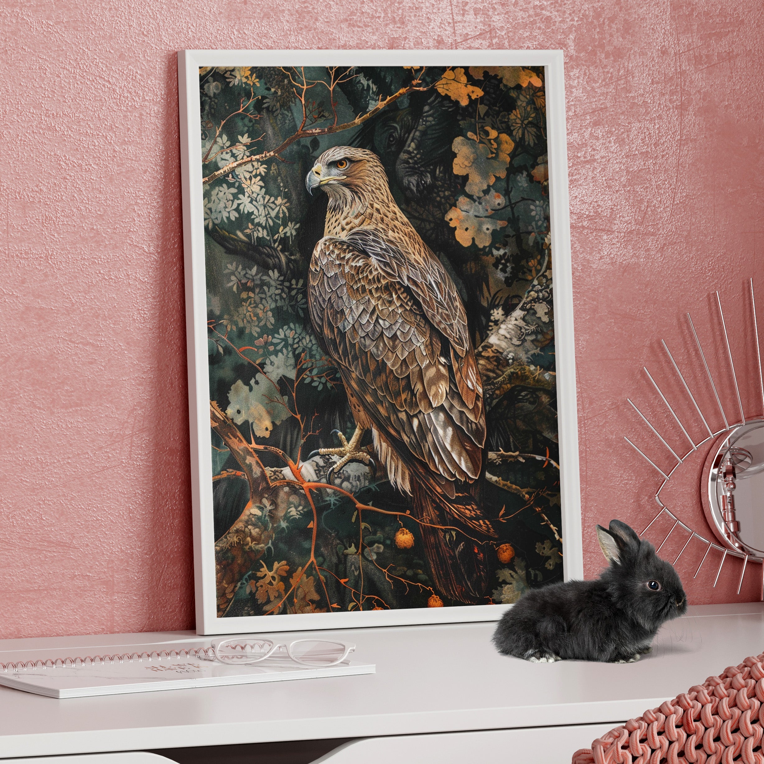 Framed Paper Print - Majestic Hawk in Autumn