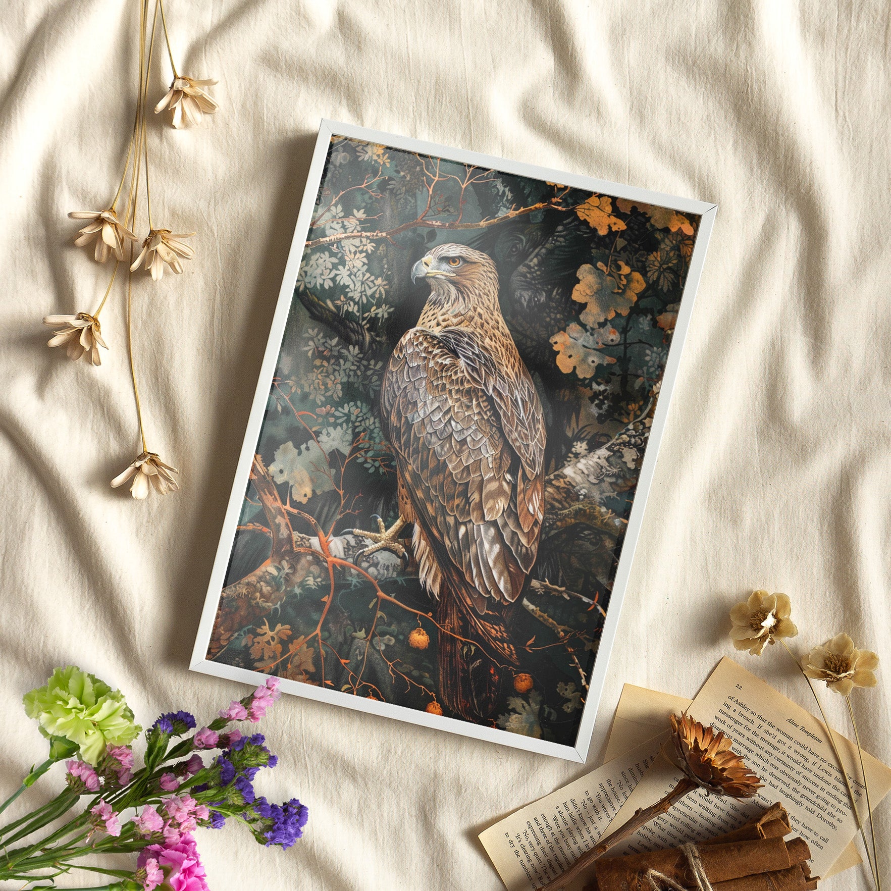 Framed Paper Print - Majestic Hawk in Autumn