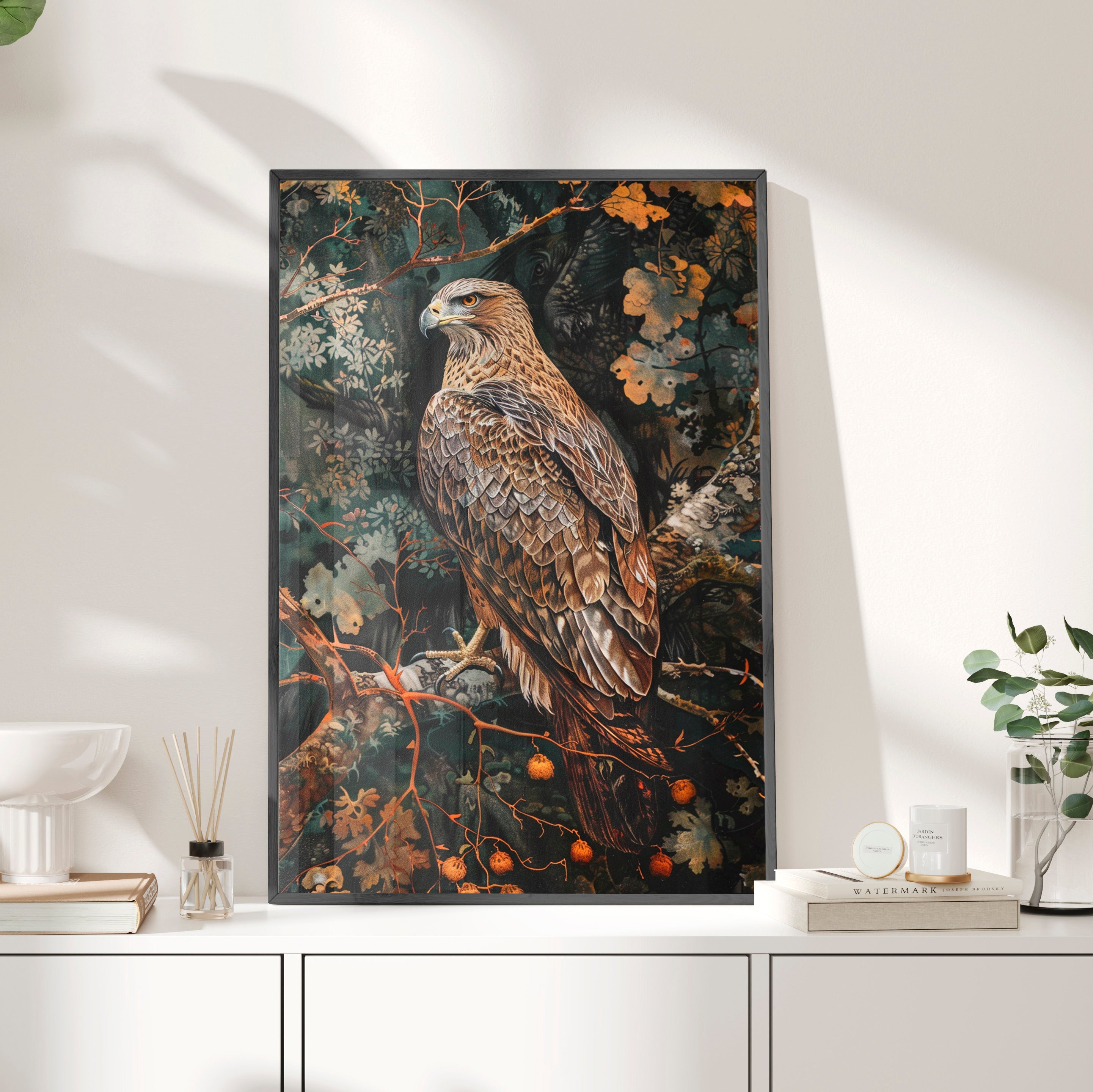 Framed Paper Print - Majestic Hawk in Autumn