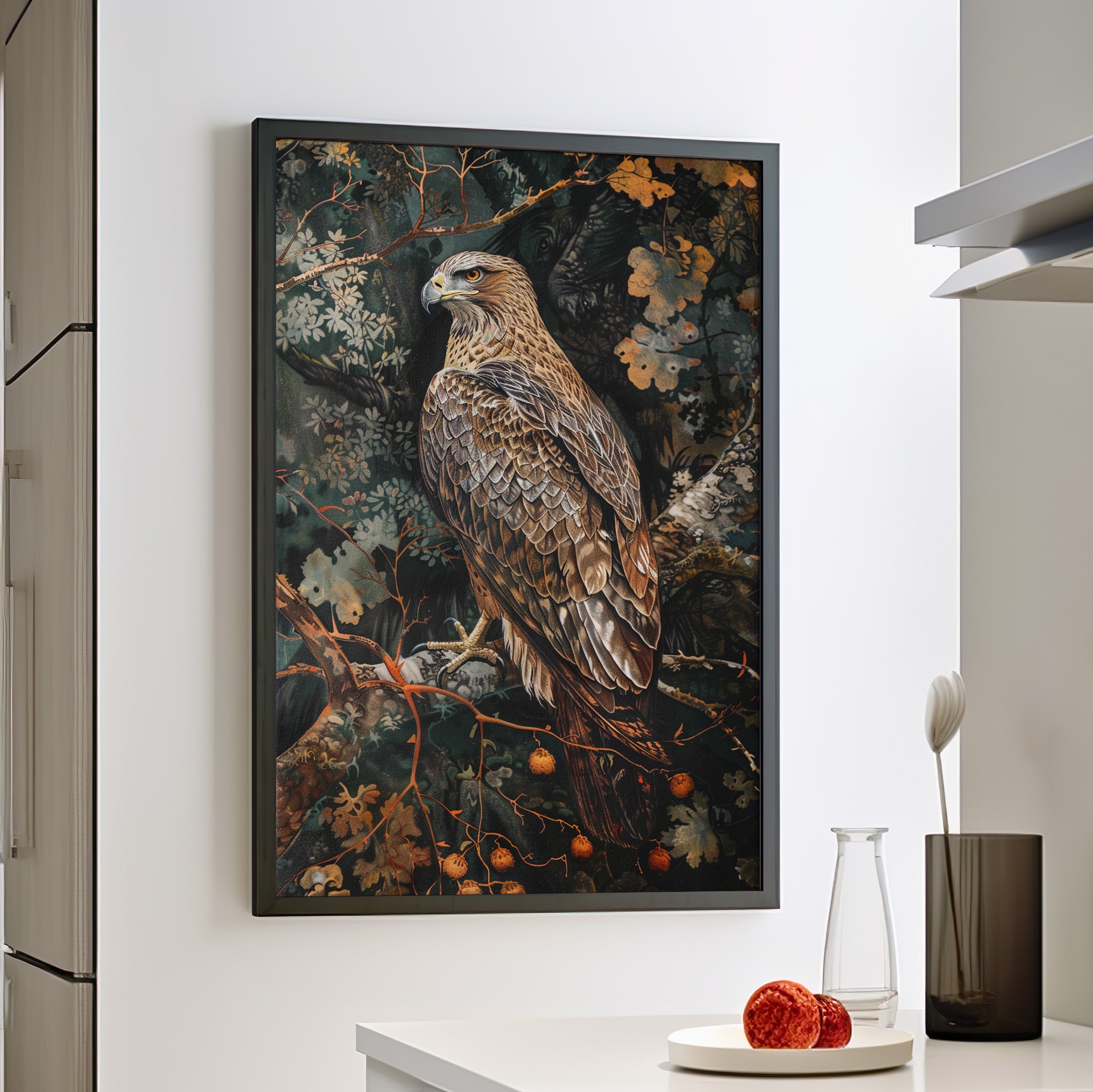 Framed Paper Print - Majestic Hawk in Autumn