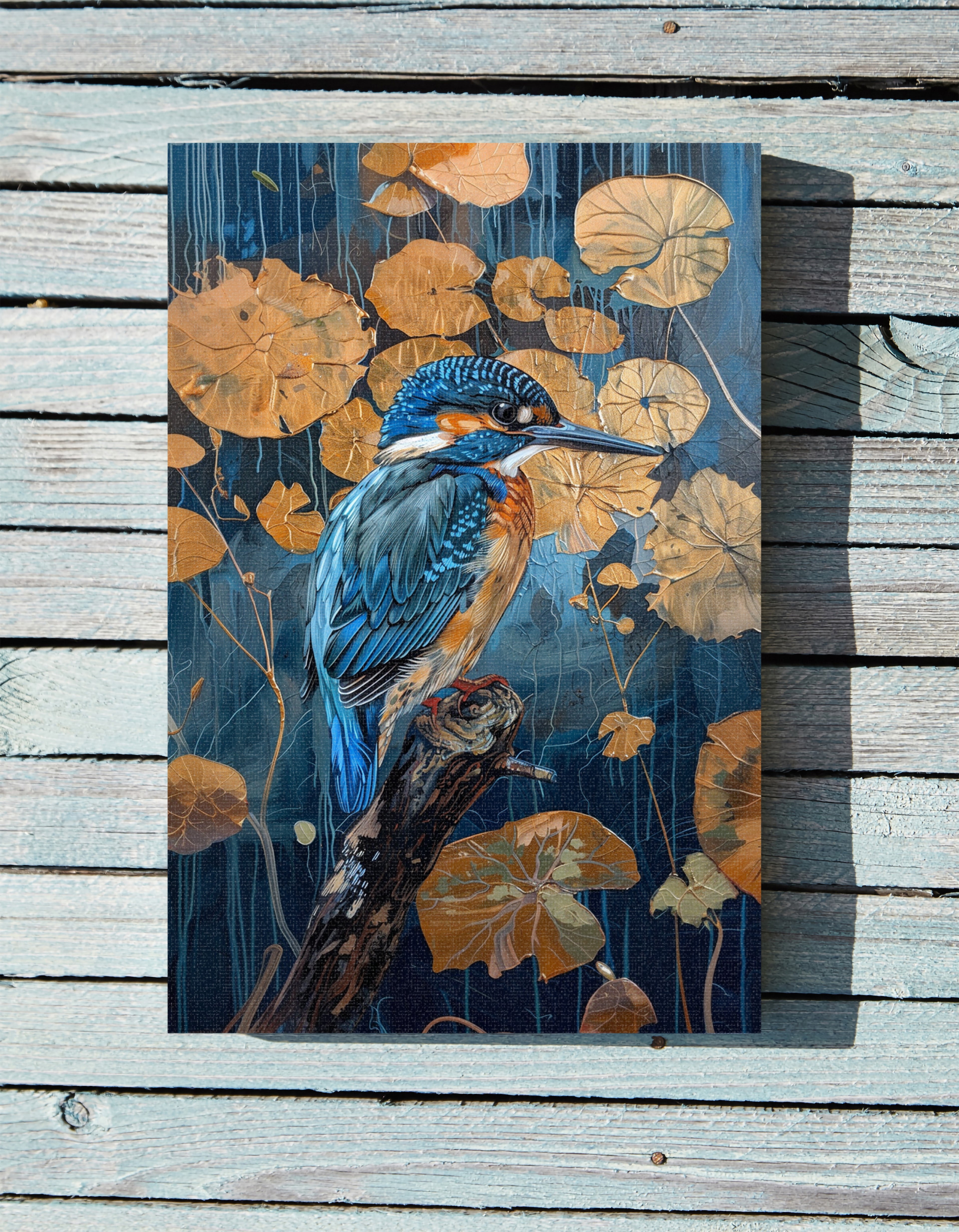 1.25" Matte Canvas - Golden Leaves Kingfisher
