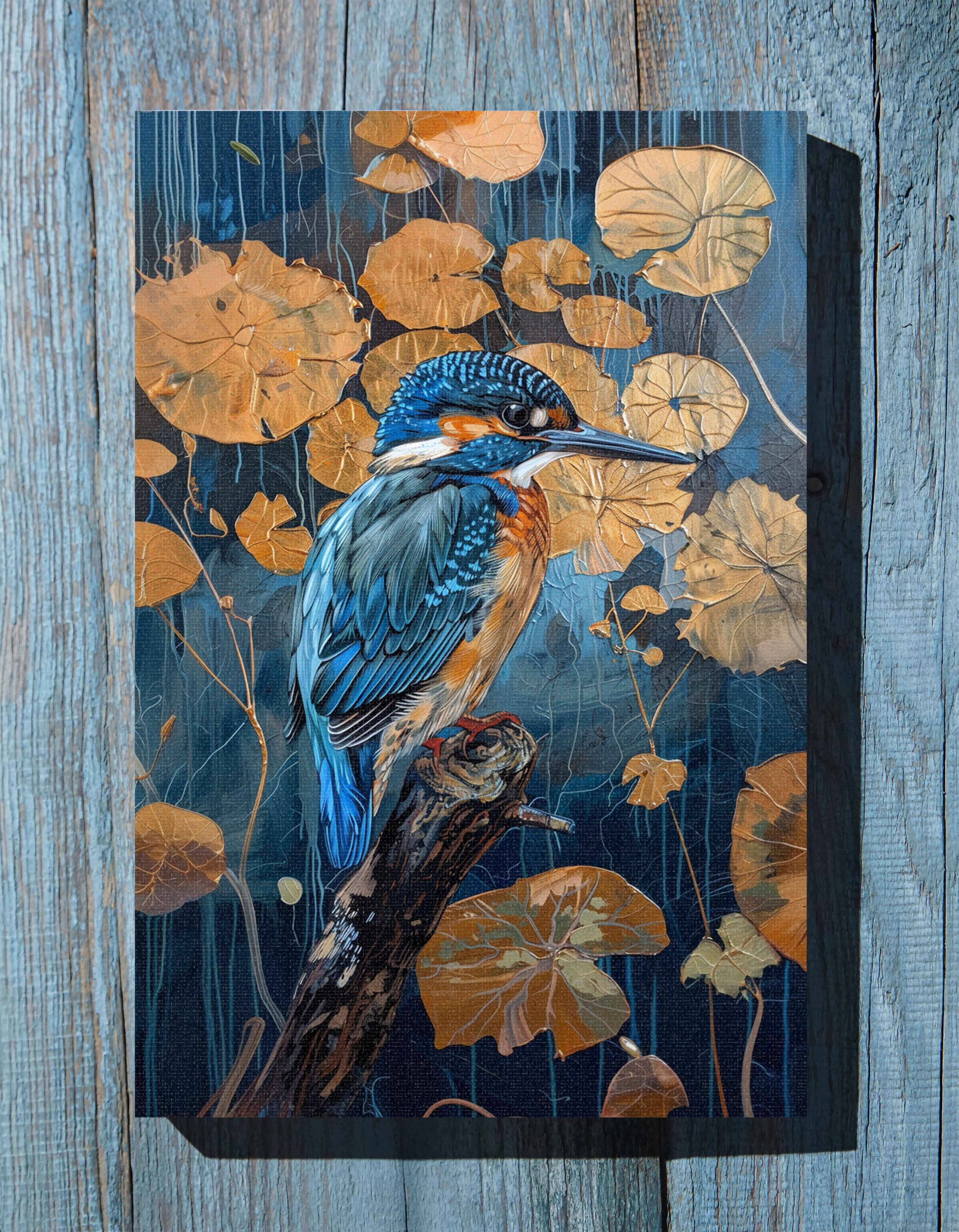 1.25" Matte Canvas - Golden Leaves Kingfisher