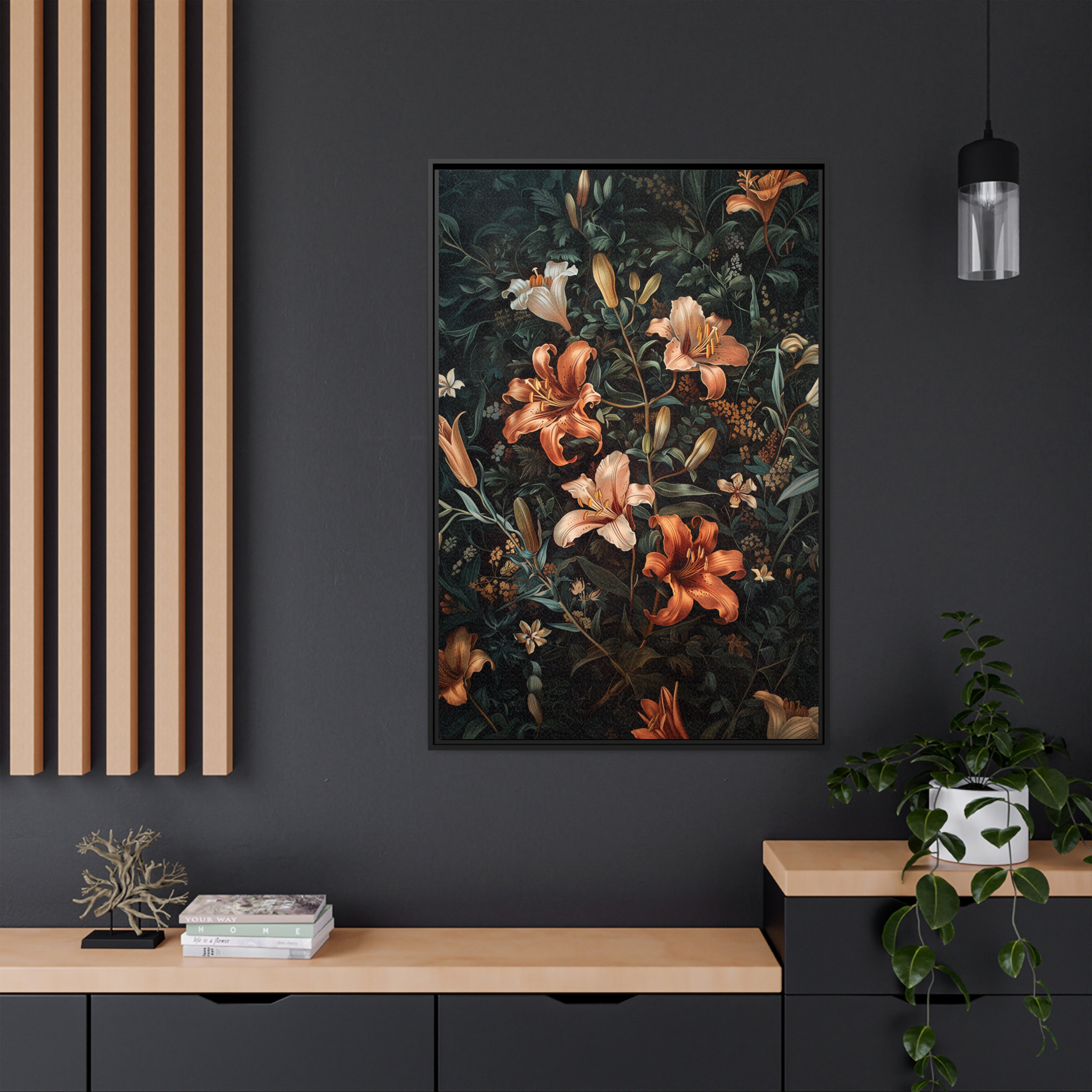 Framed Canvas - Elegant Blooming Lilies