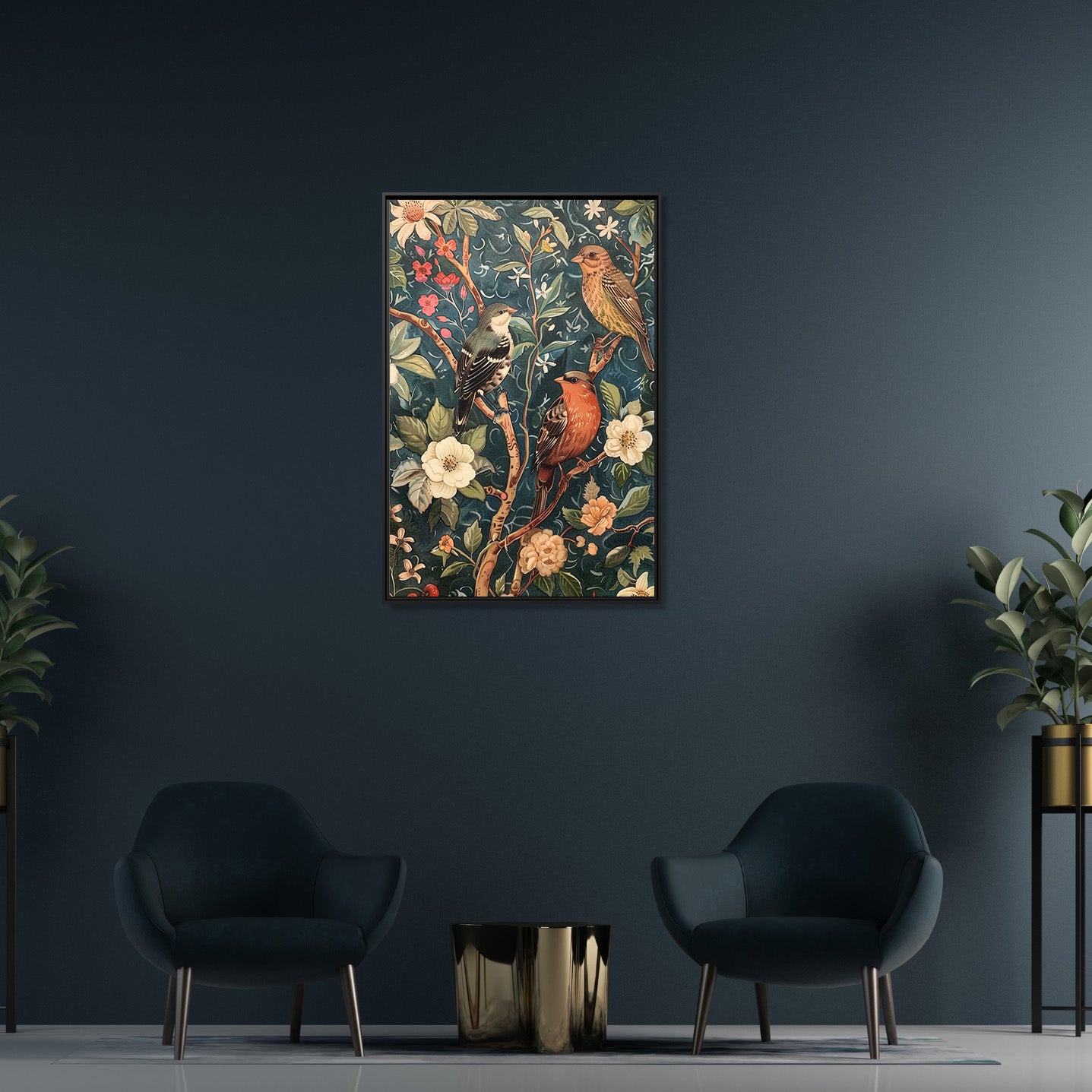 Framed Canvas - Robin and Sparrow Symphony