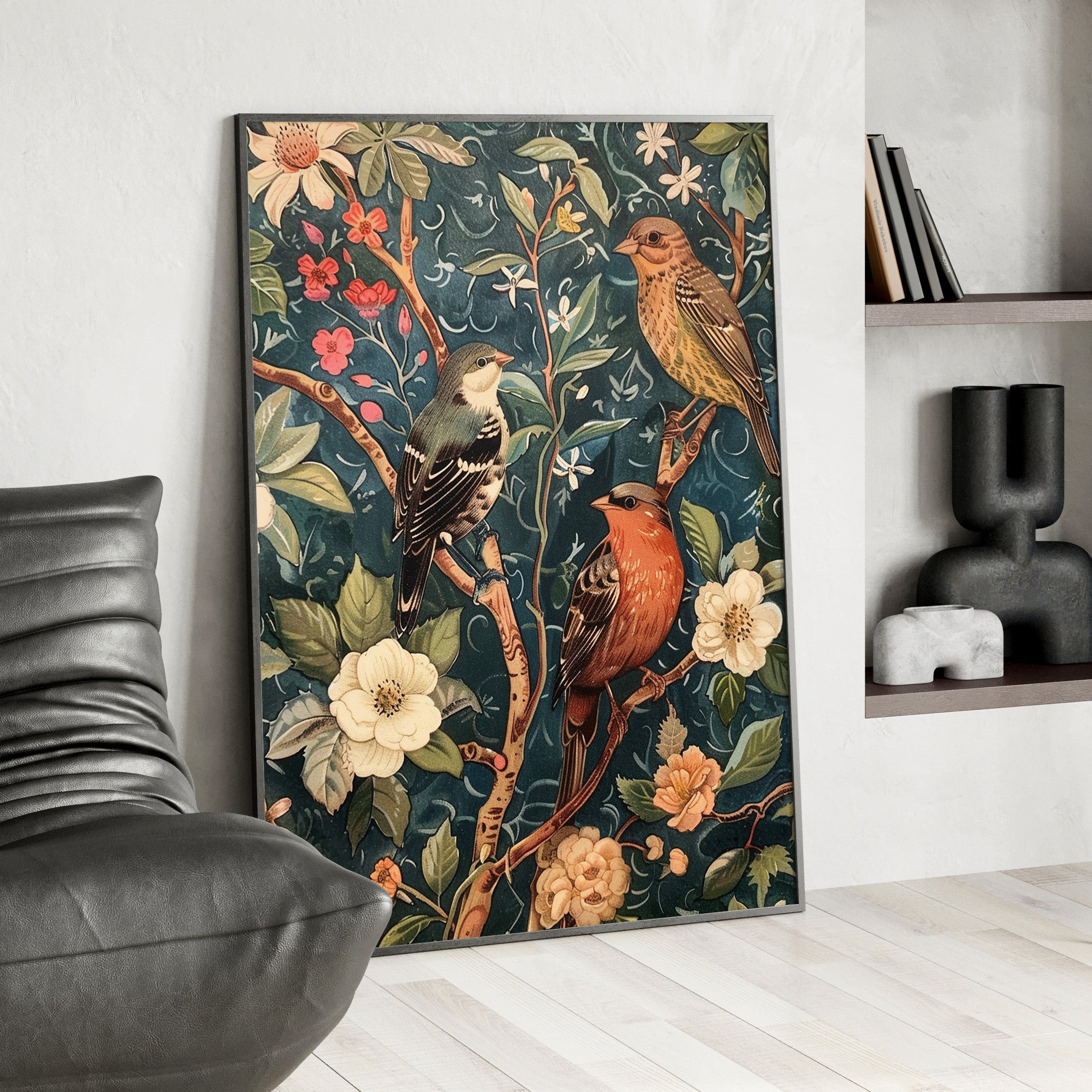 Framed Paper Print - Robin and Sparrow Symphony
