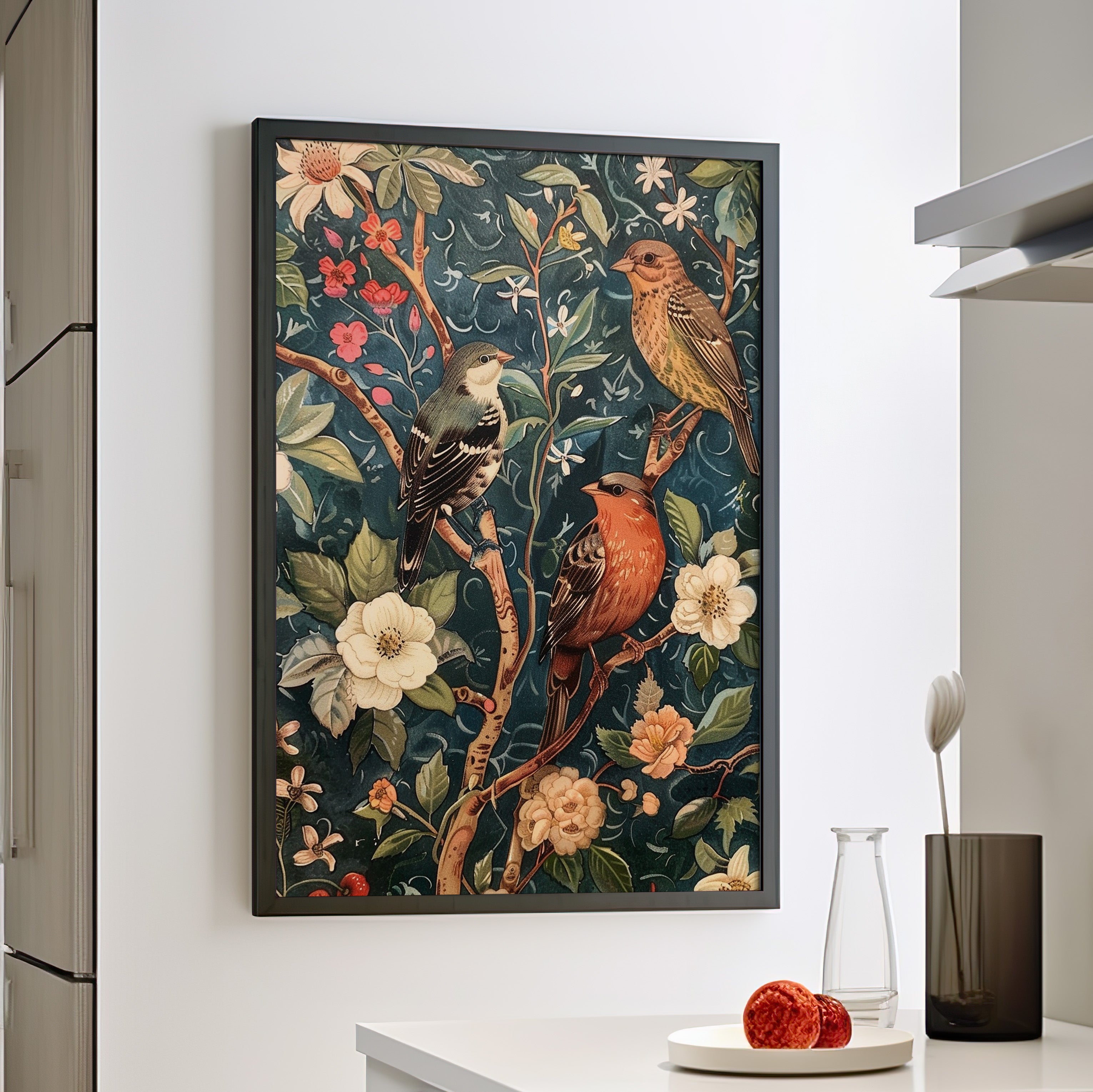 Framed Paper Print - Robin and Sparrow Symphony