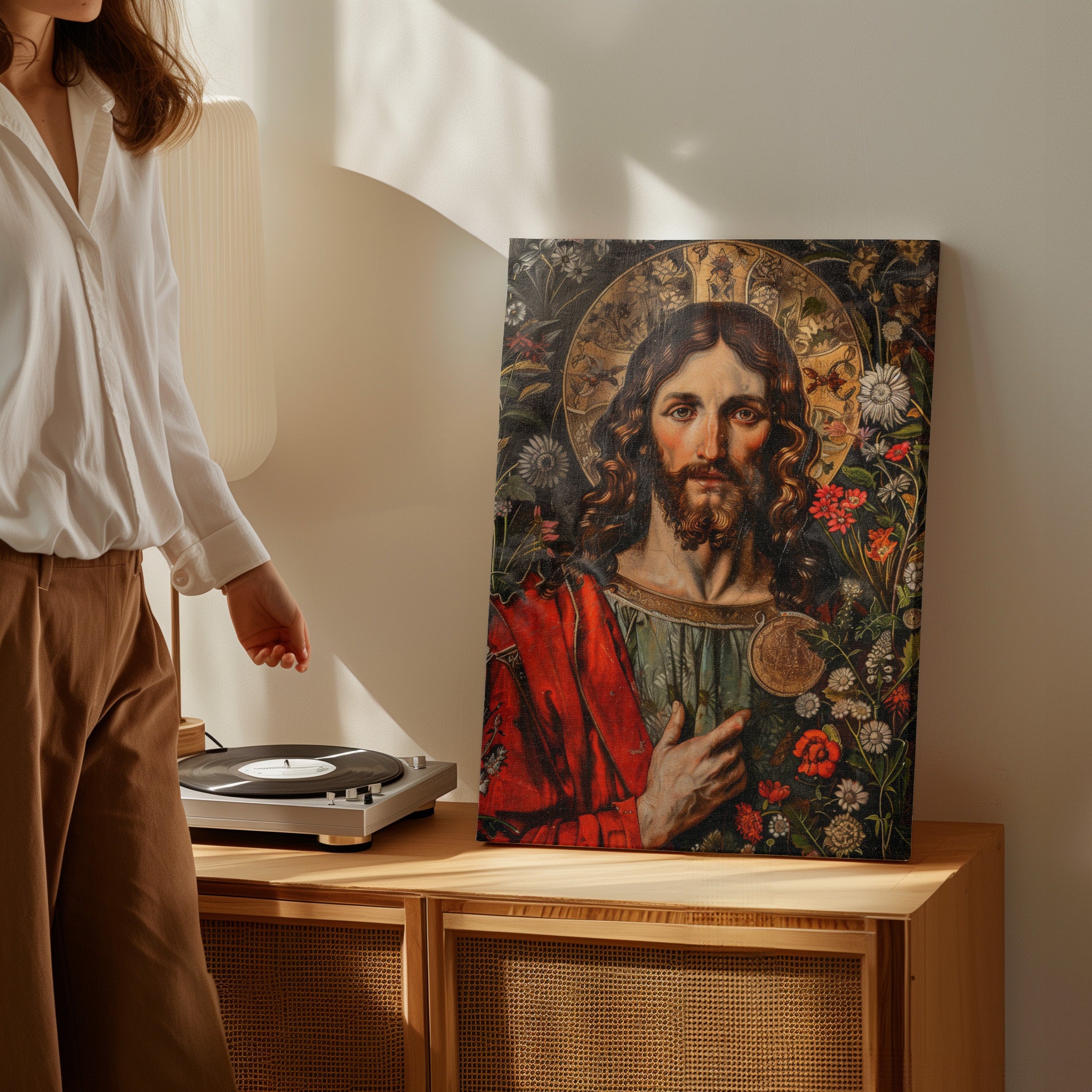 .75" Matte Canvas - Sacred Floral Savior