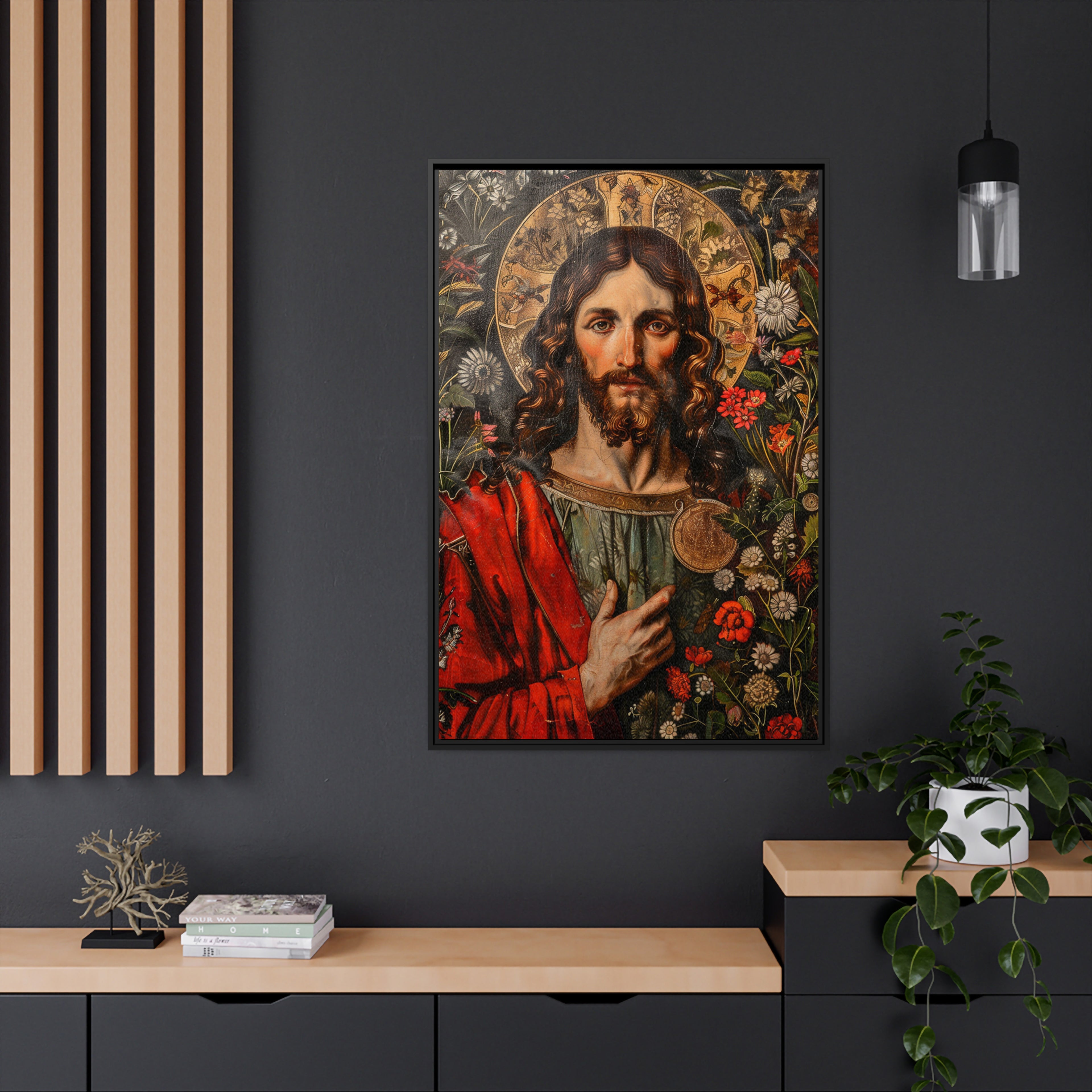 Framed Canvas - Sacred Floral Savior