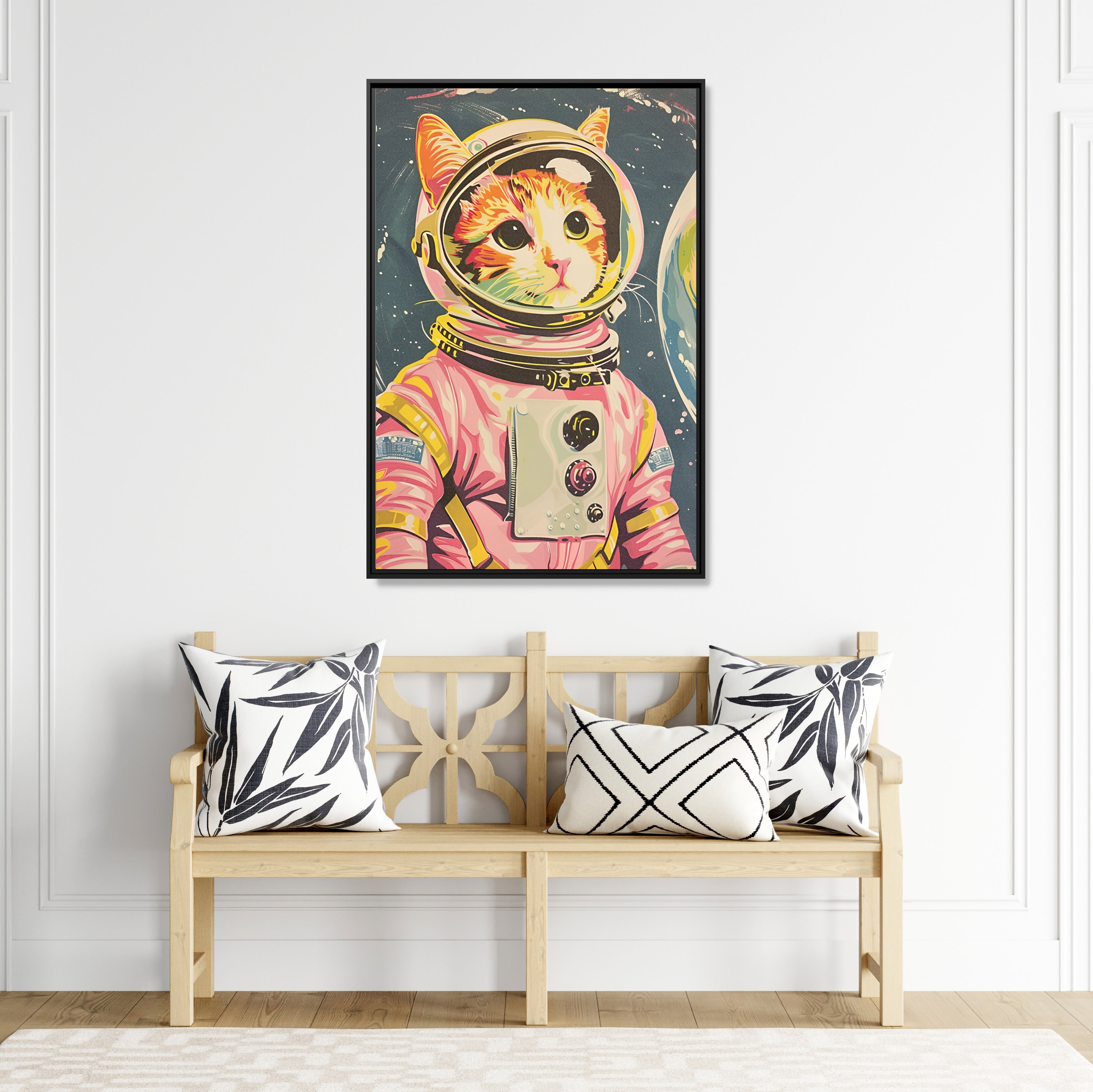 Framed Canvas - Catstronaut Pink Mission