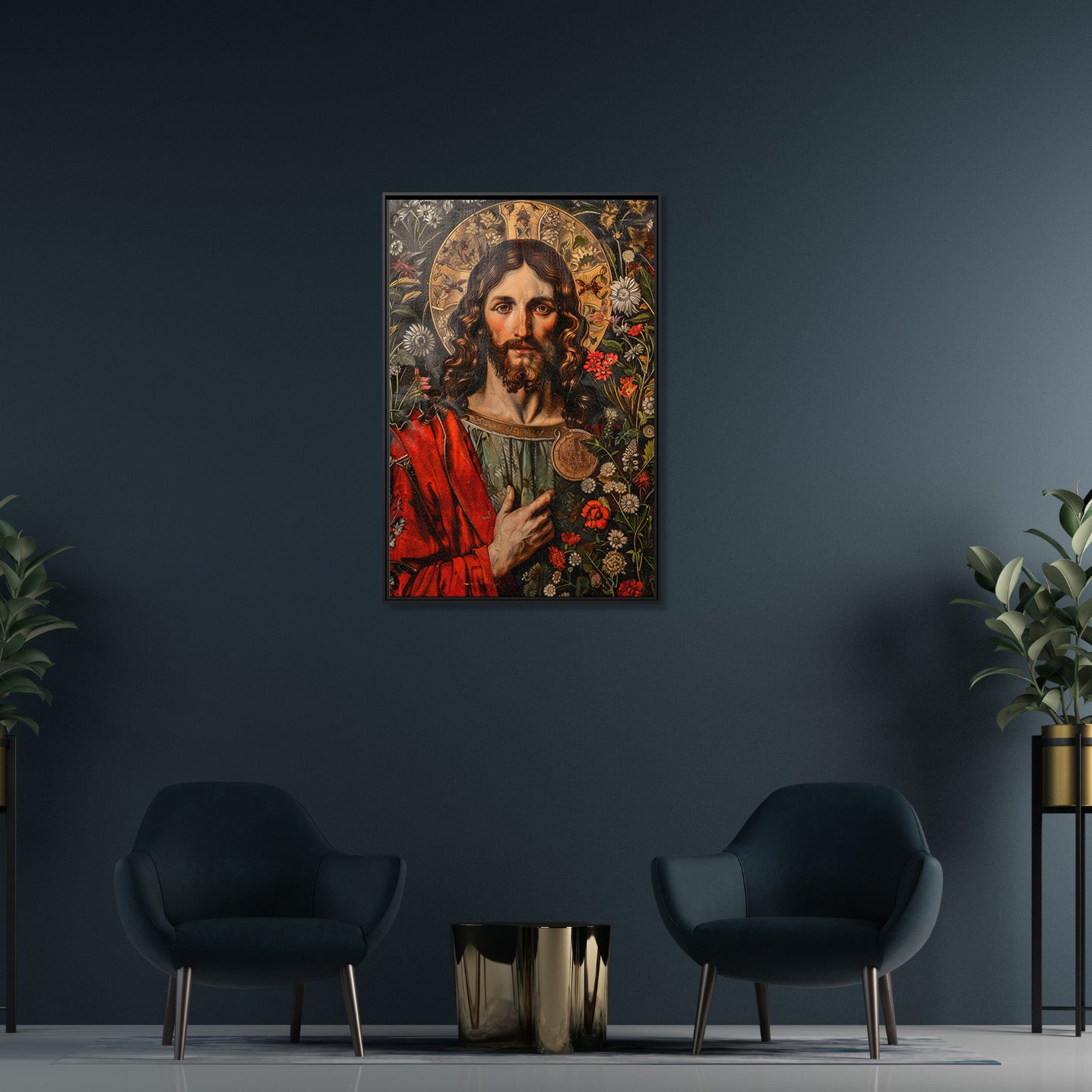 Framed Canvas - Sacred Floral Savior