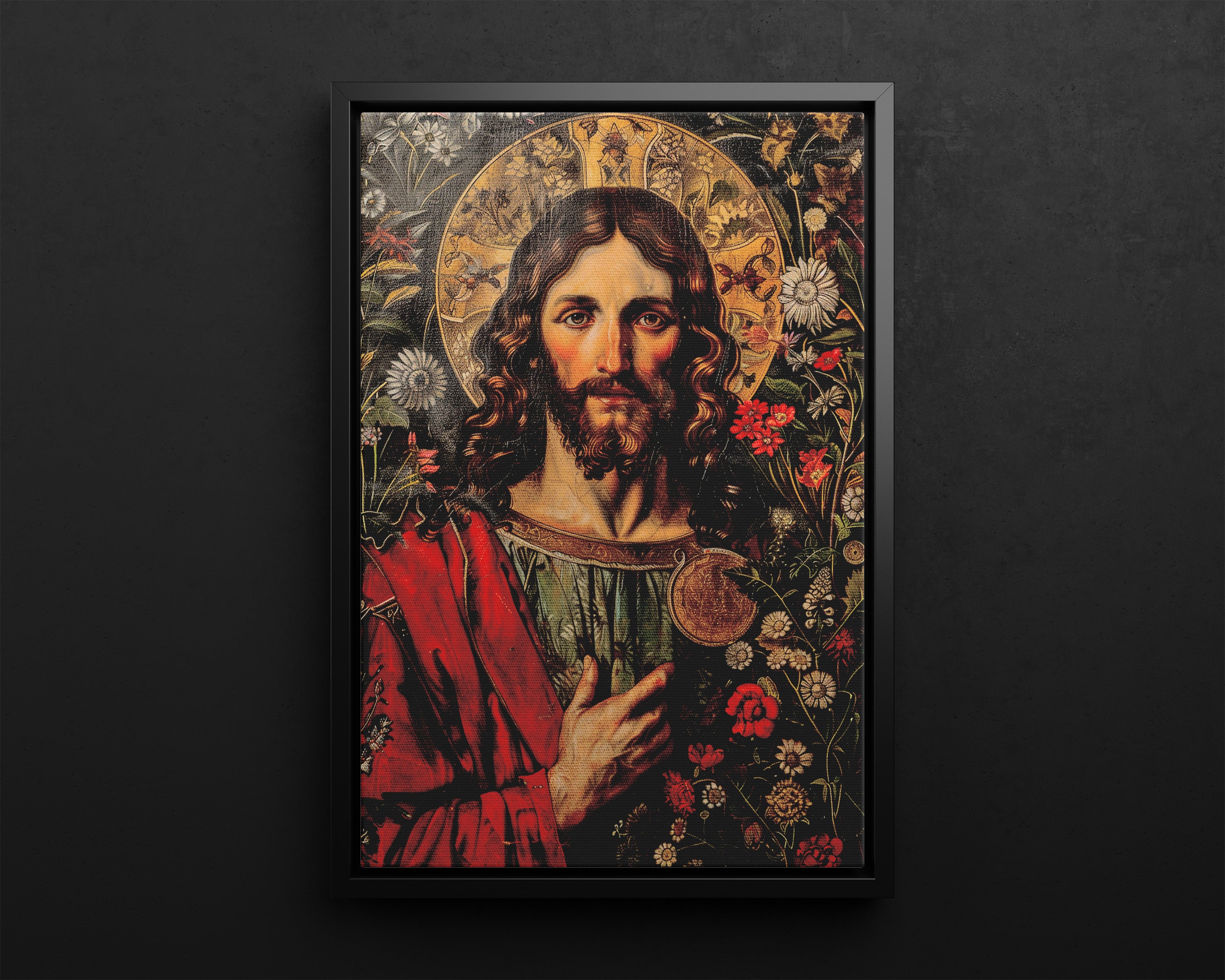 Framed Canvas - Sacred Floral Savior