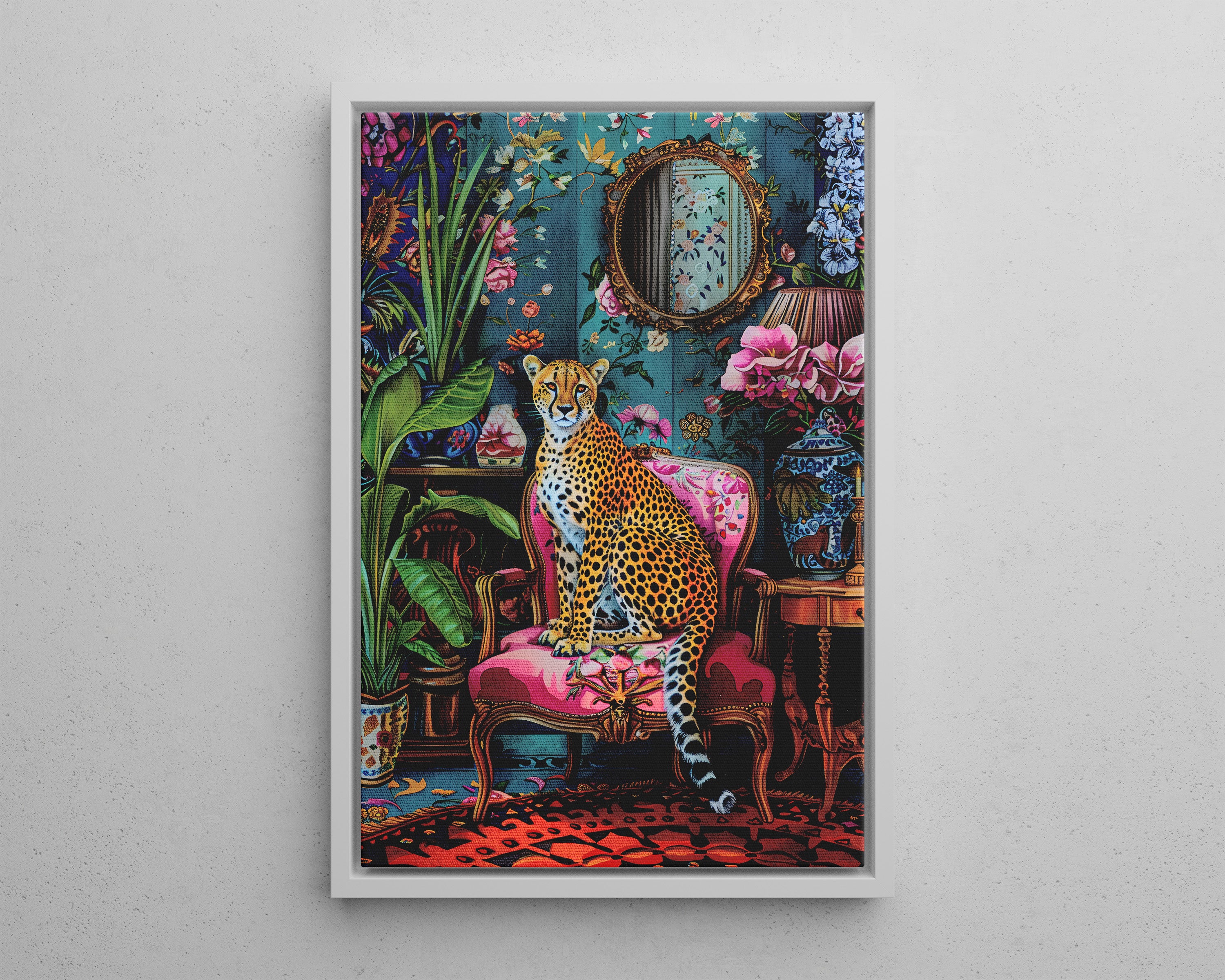 Framed Canvas - Regal Cheetah Reverie