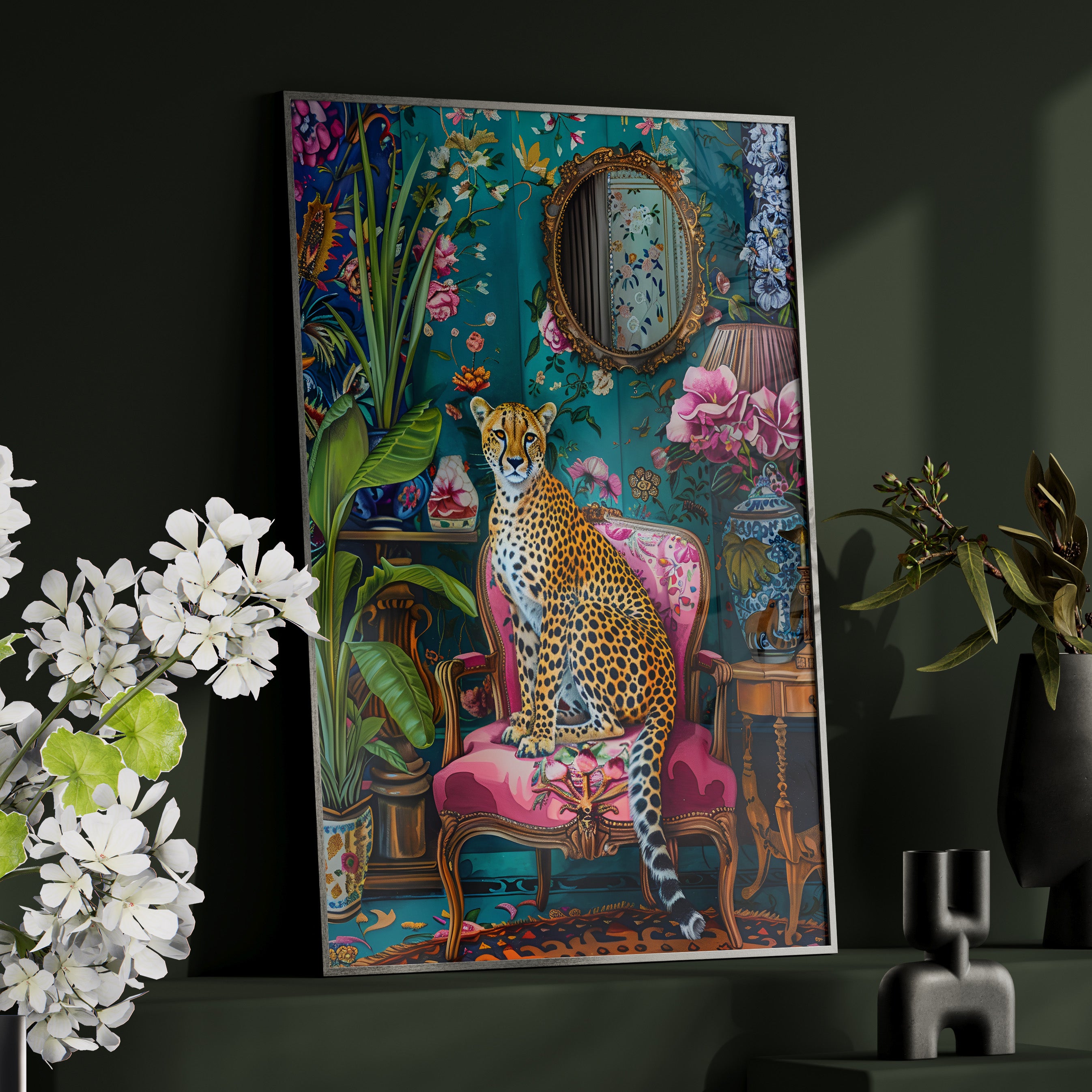 Framed Paper Print - Regal Cheetah Reverie